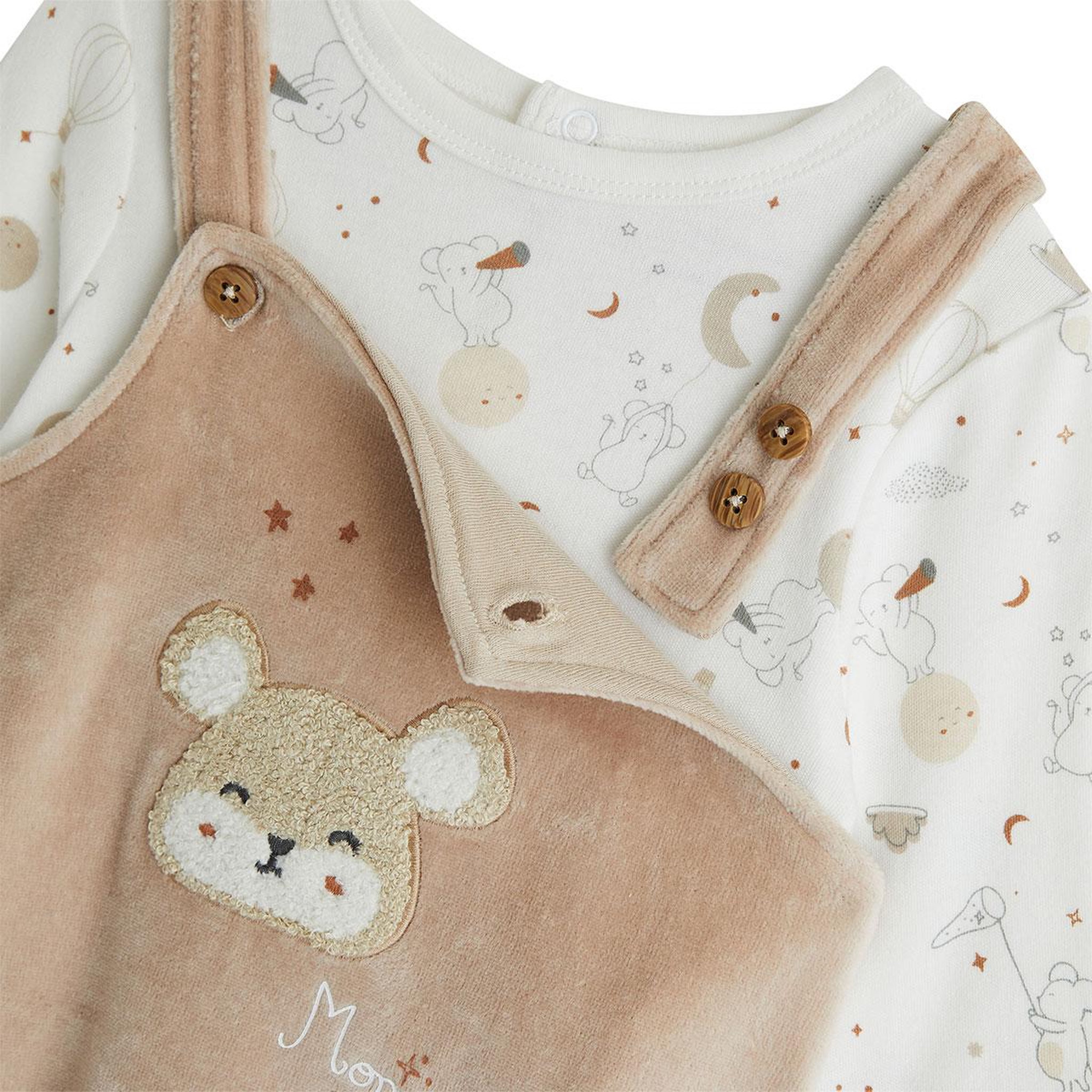 Voir la diapositive 3 : Petit Béguin Ensemble salopette bébé en velours et t-shirt eliah