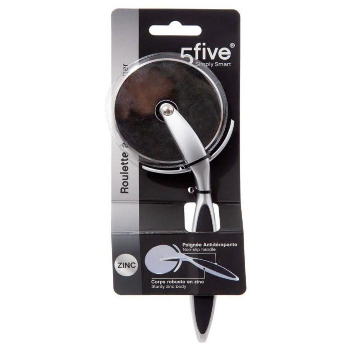 FIVE Roulette à Pizza Antidérapante  Zinc  18cm Argent