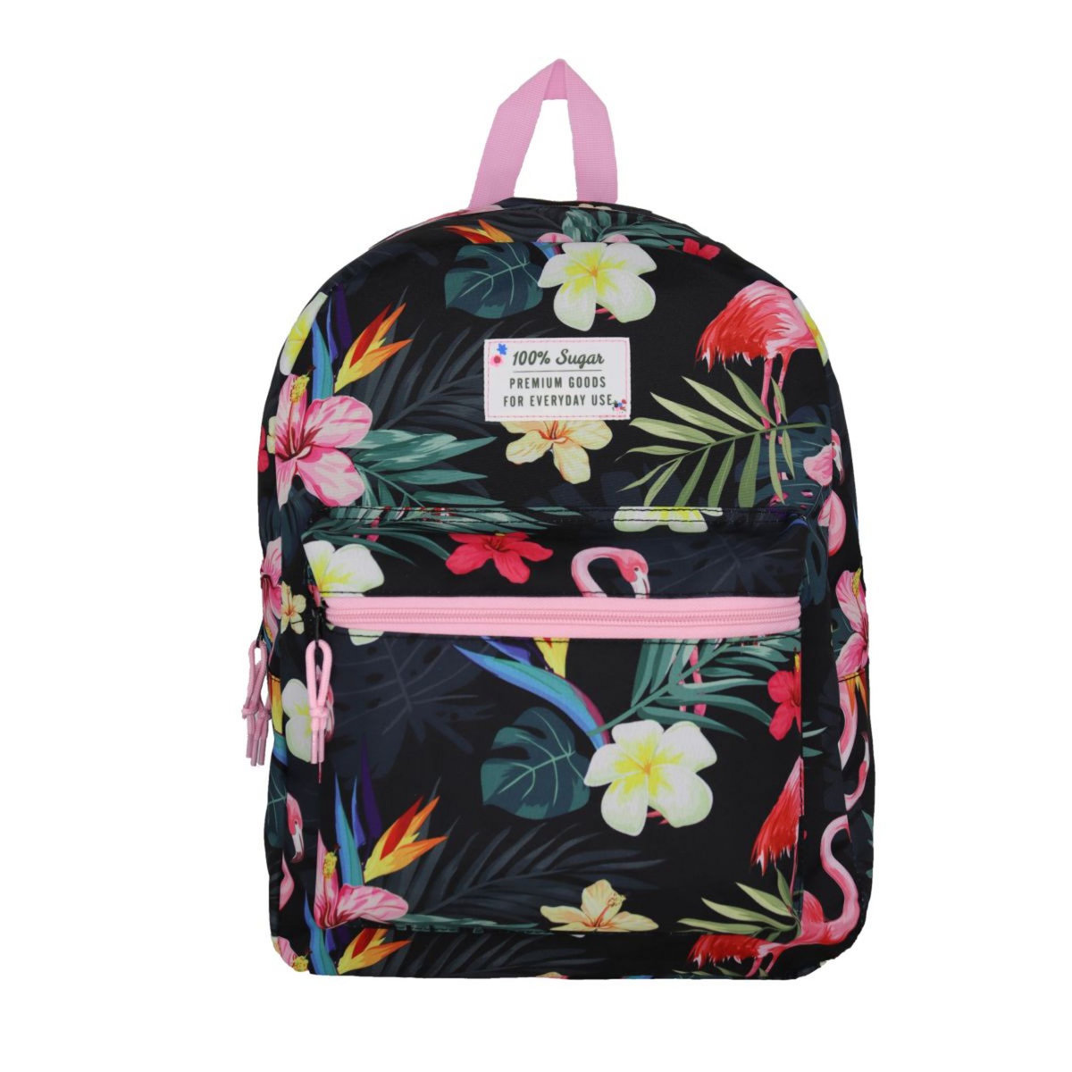 Sac à dos 1 compartiment noir à fleurs