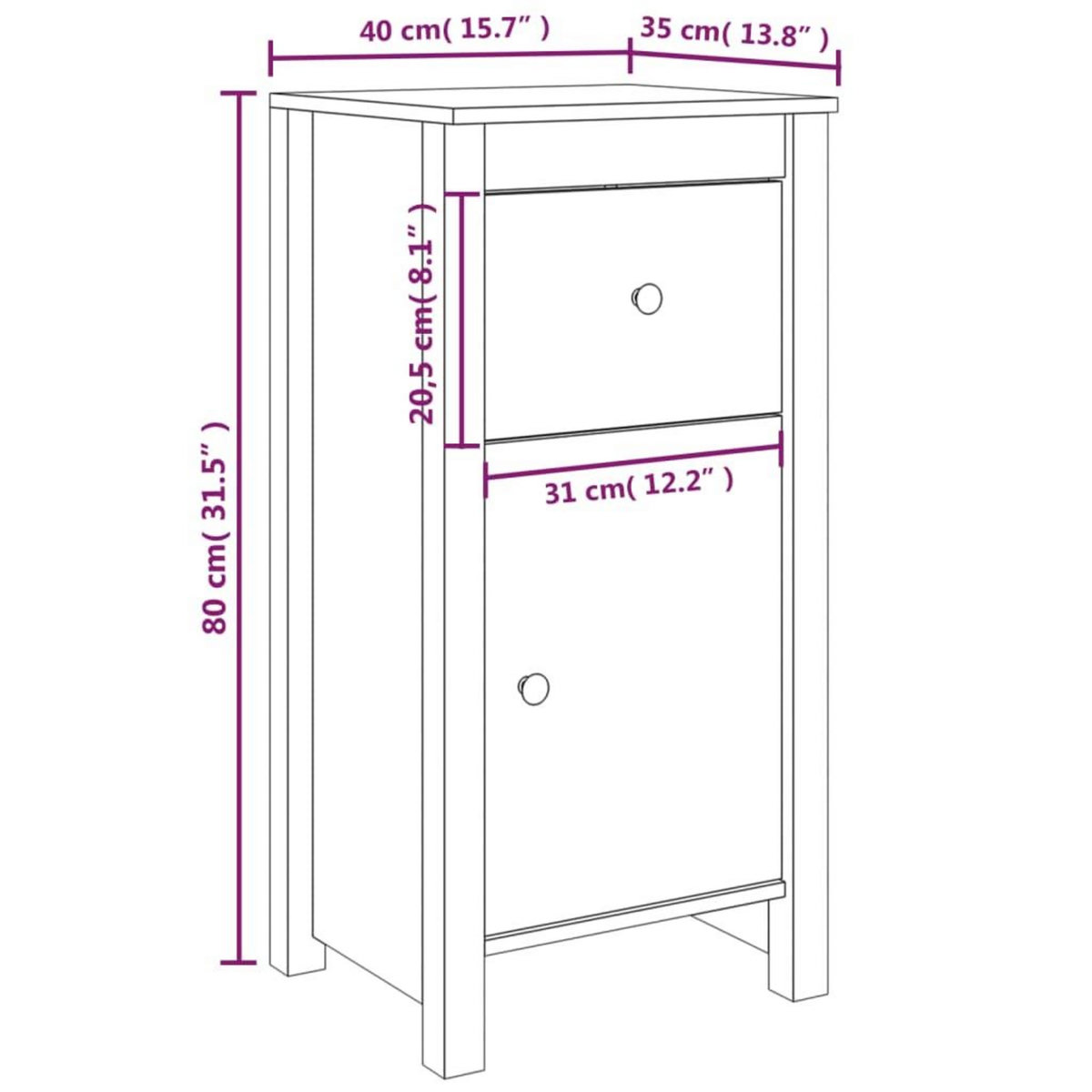 VIDAXL Buffets 2 pcs blanc 40x35x80 cm bois massif de pin