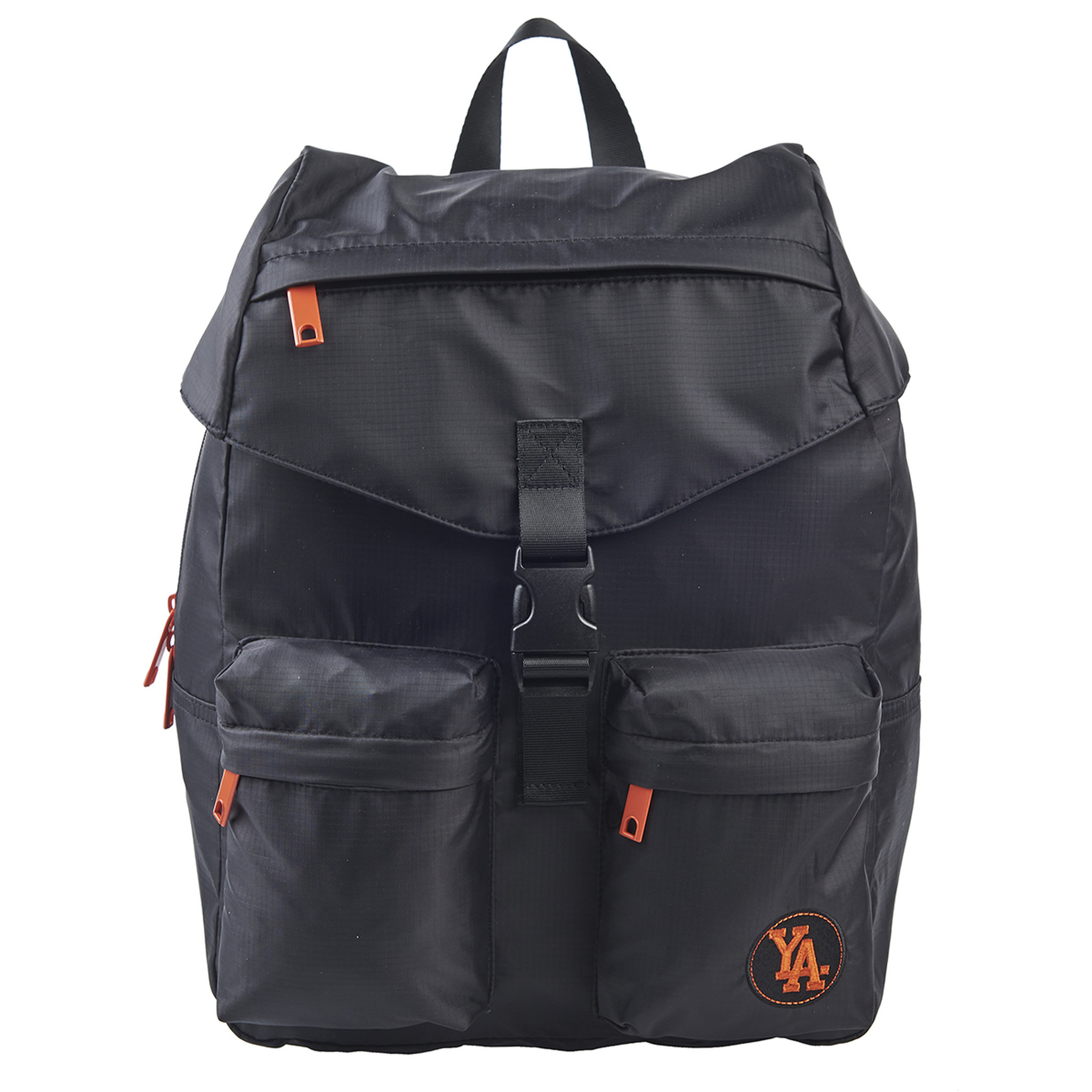 Voir la diapositive 1 : YOUNG'S ATTITUDE Sac à dos noir et orange avec compartiment pour ordinateur Vintage