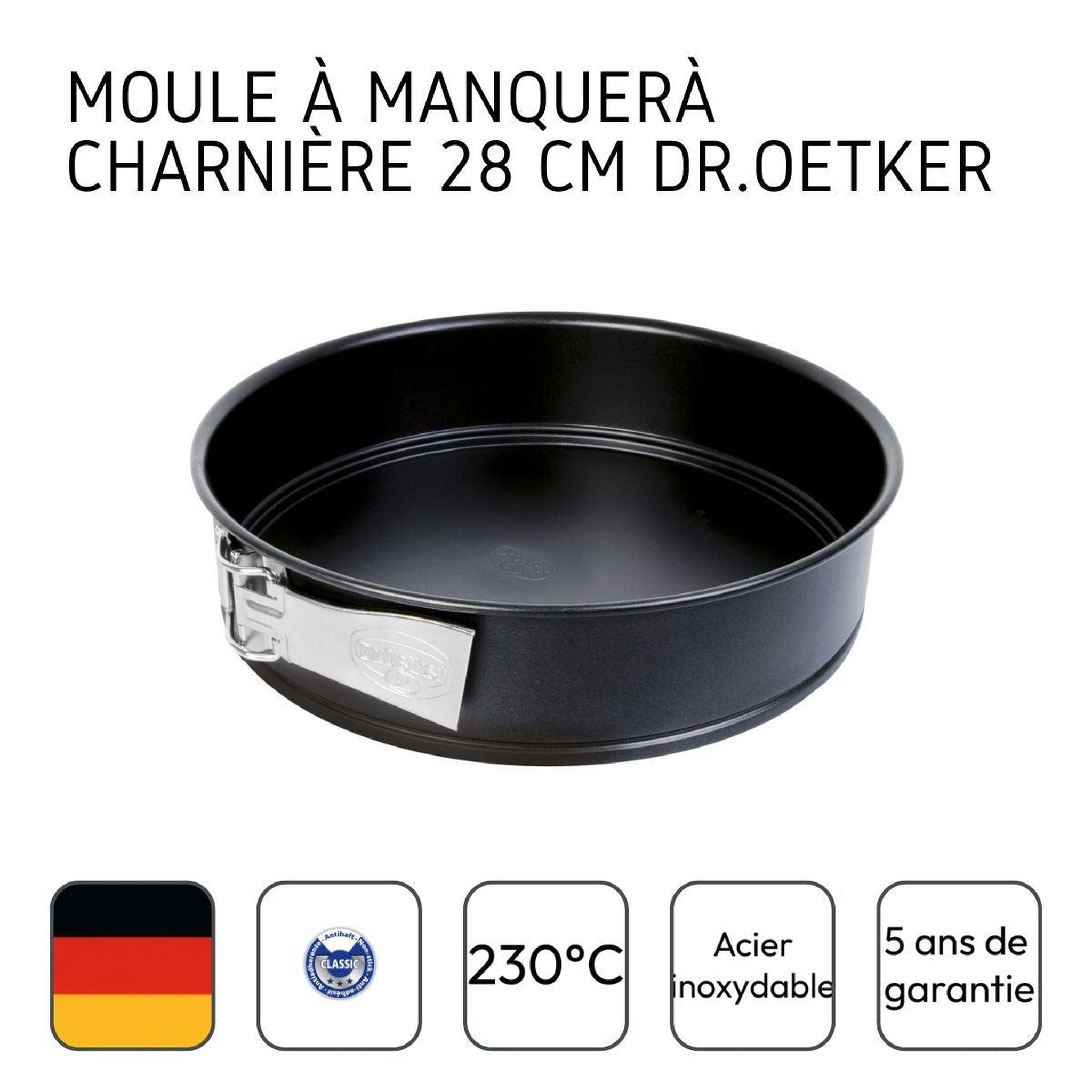 Voir la diapositive 4 : DR.OETKER Lot de 2 moules à manqué 28/28 cm en acier dr oetker tradition