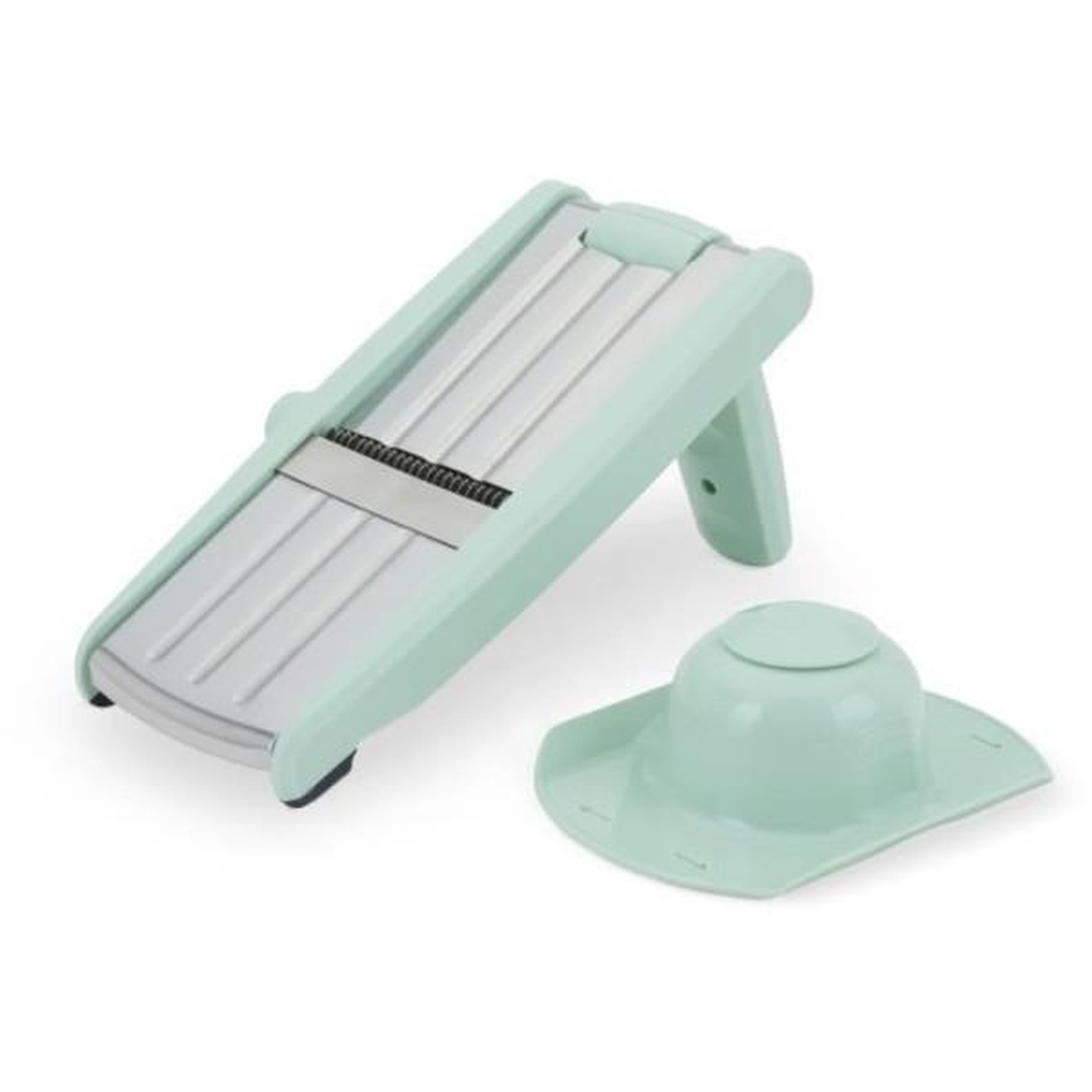 LIVOO Mandoline 3 en 1 - LIVOO - MEN429 - Acier inoxydable - 3 a 9 mm - Poignée amovible - Poussoir avec piques - Pieds antidérapant