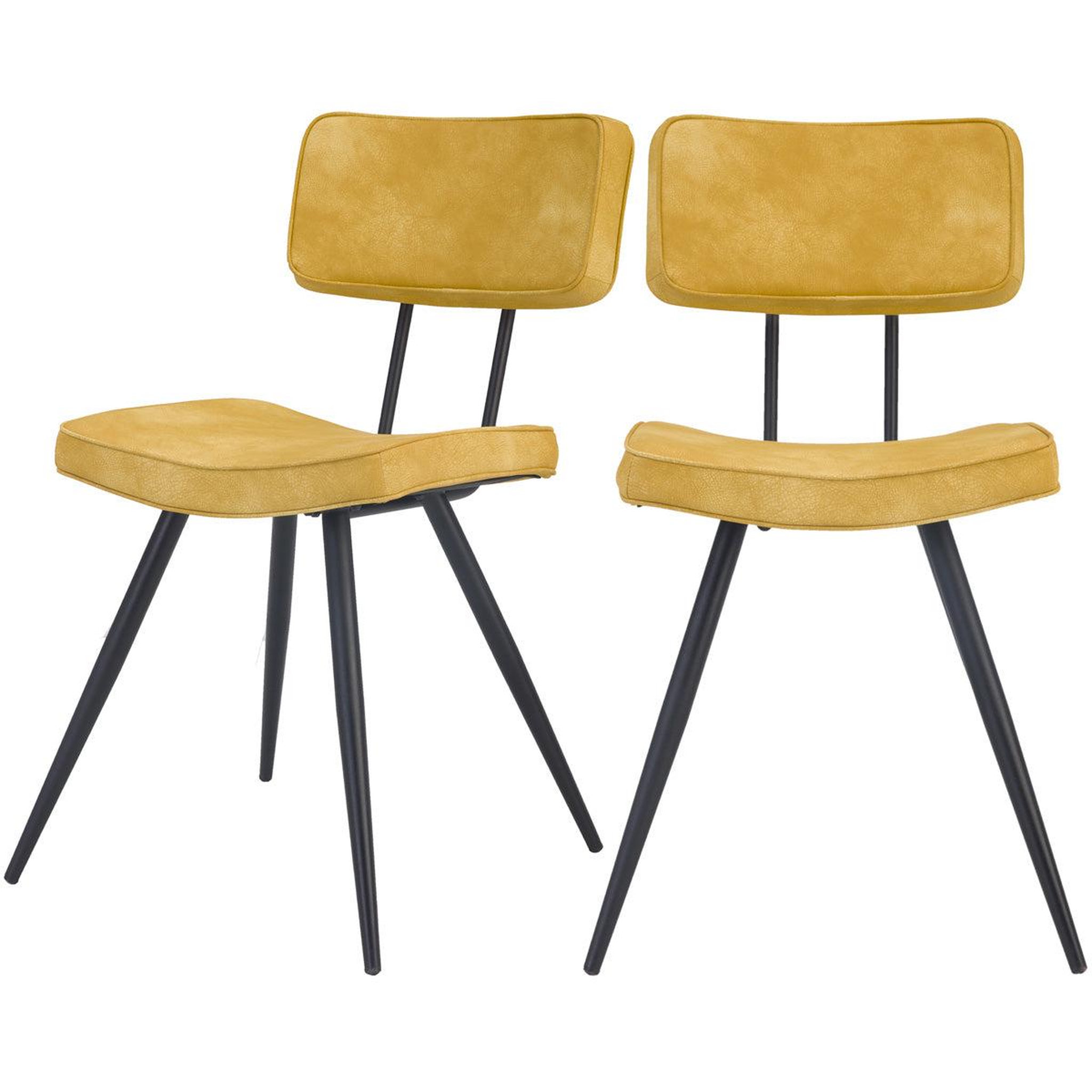 MAISON PAVANE Lot de 2 chaises en cuir synthétique jaune-texas