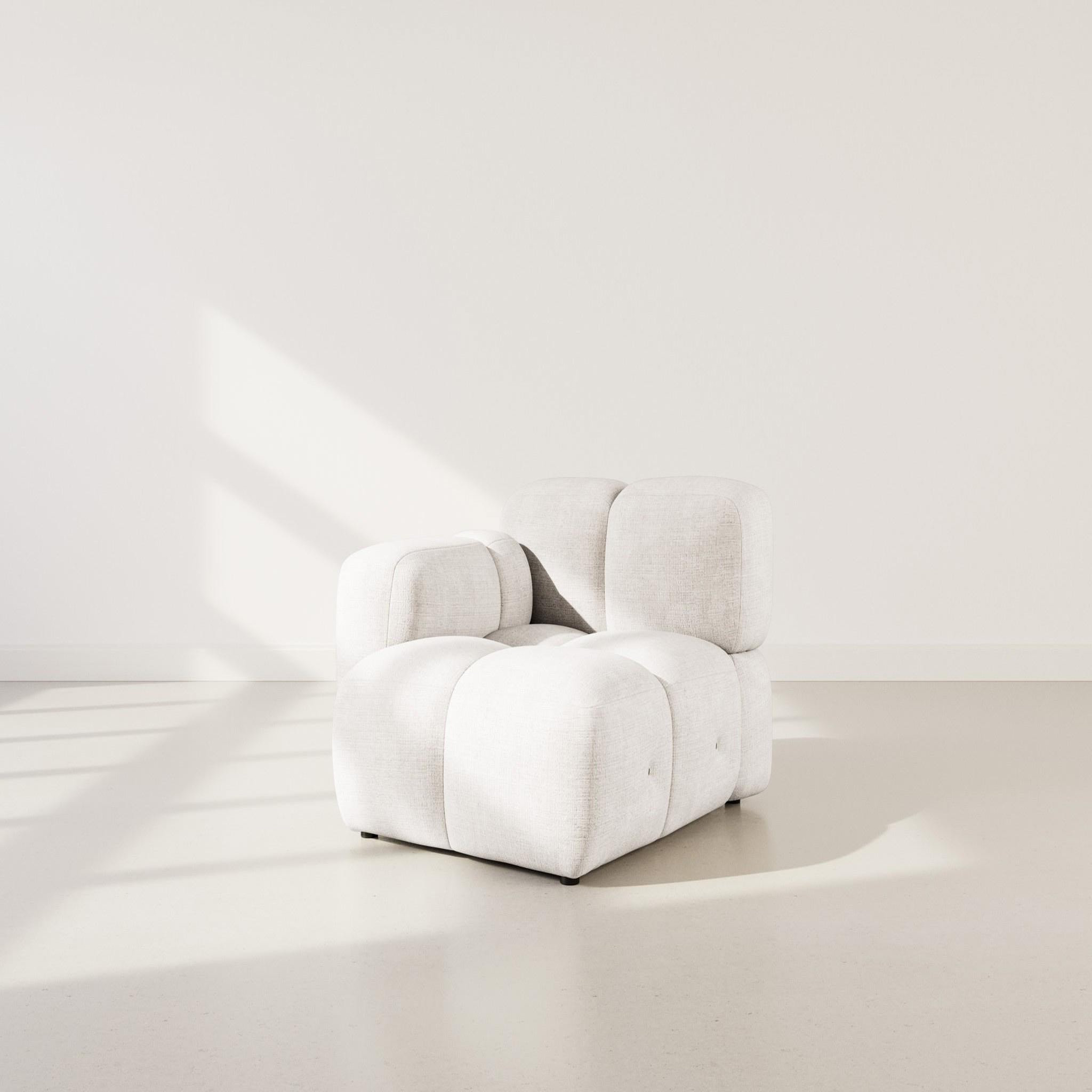 LISA DESIGN Grace - module d'assise gauche en velours texturé. Coloris disponibles : Violet, Bleu, Vert, Orange, Beige