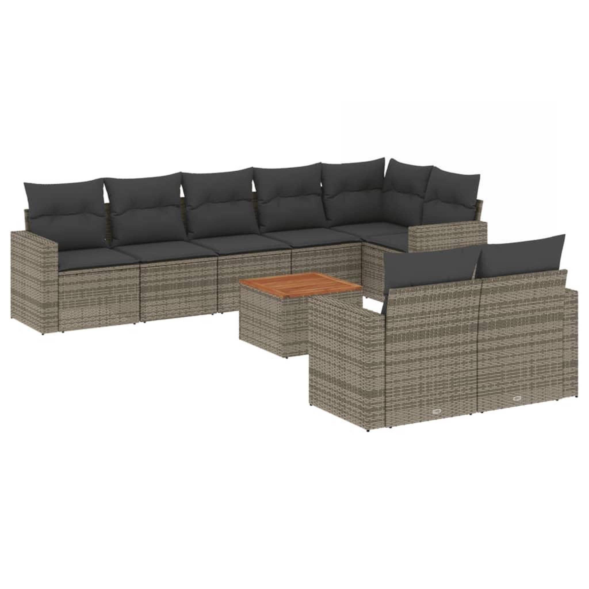 Voir la diapositive 2 : VIDAXL Salon de jardin 9 pcs avec coussins gris resine tressee