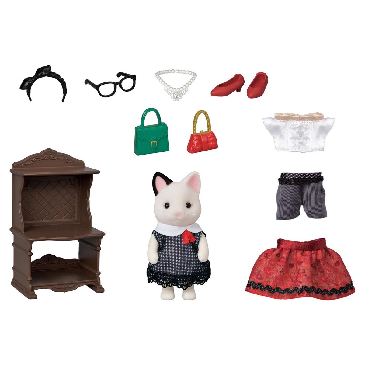 Sylvanian families 5462 Valisette de mode et grande soeur chat bicolore