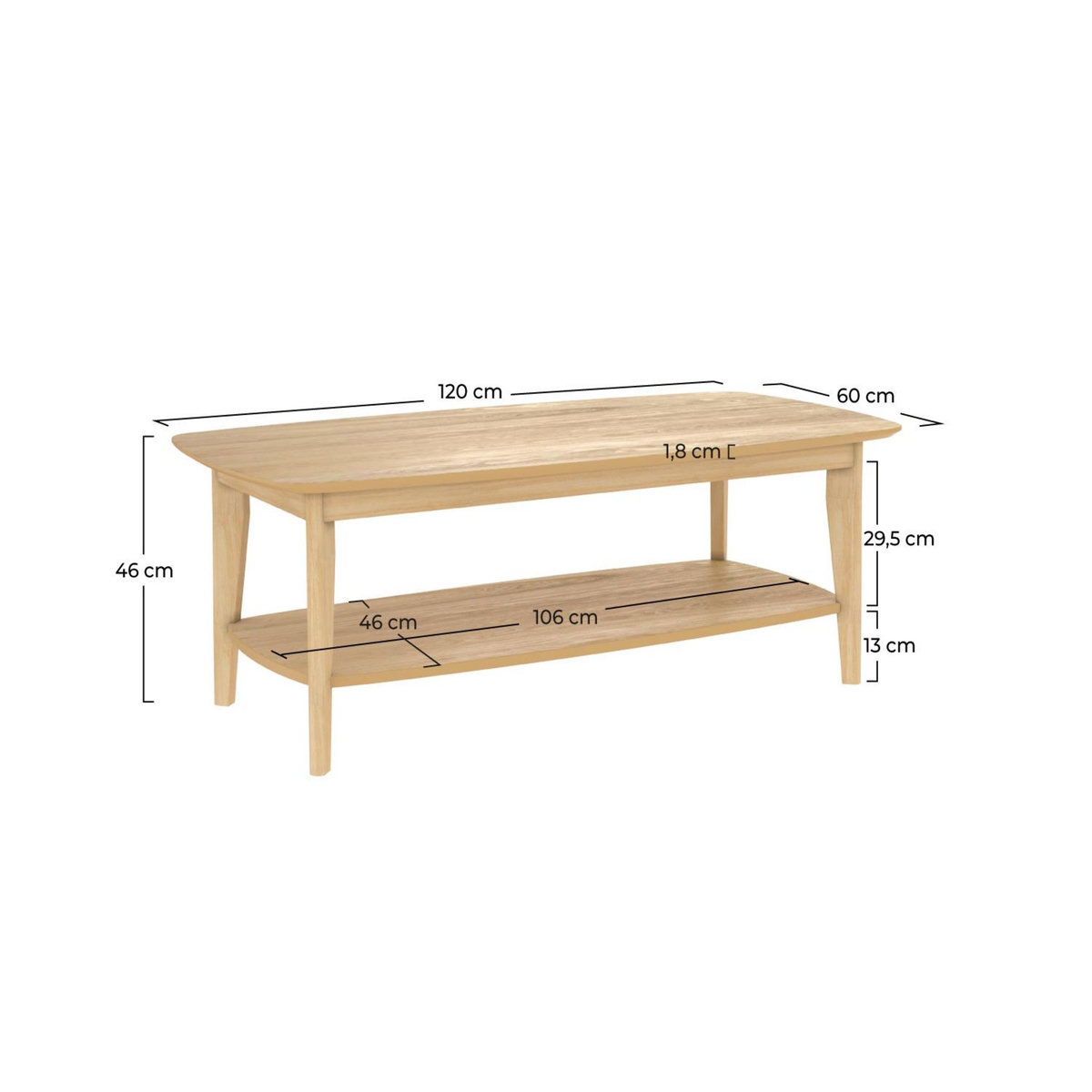 Rendez vous déco Table basse rectangulaire en bois clair - Sadi