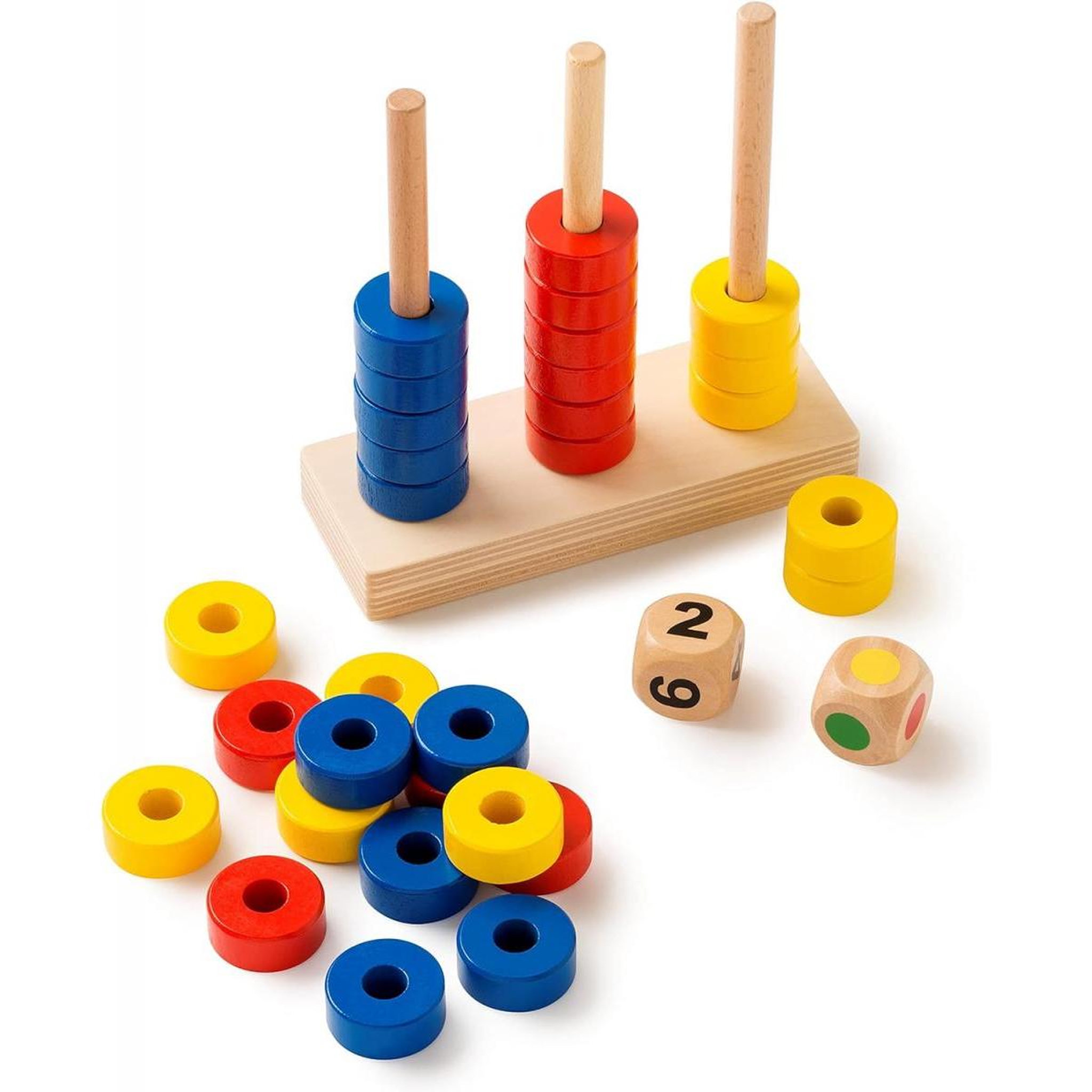 Voir la diapositive 1 : TOYSFORLIFE Comptage addition soustraction - Empiler les anneaux - jeu Montessori