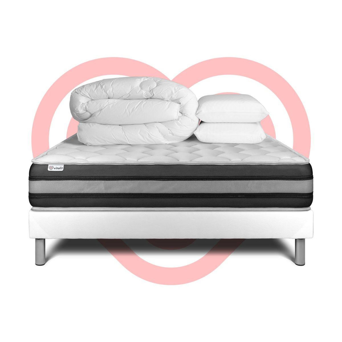 VITALIT Pack prêt à dormir VITALSPRING ZEN 200 x 200 cm sommier Kit blanc
