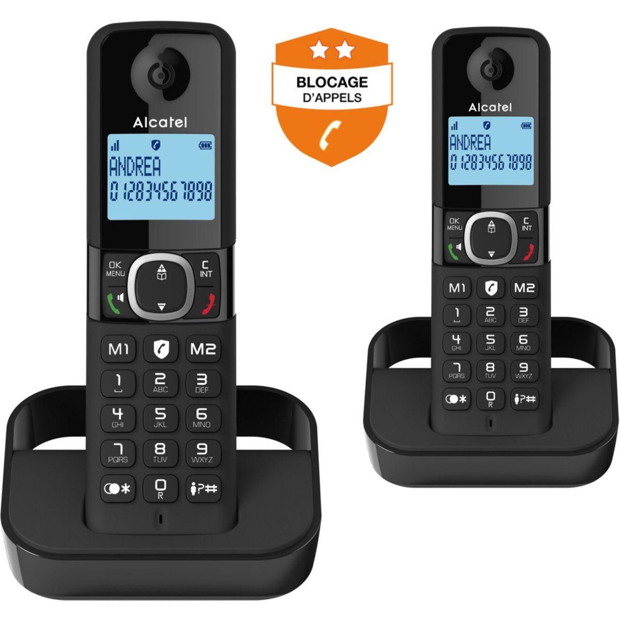 Voir la diapositive 2 : Alcatel Téléphone sans fil f860 duo noir