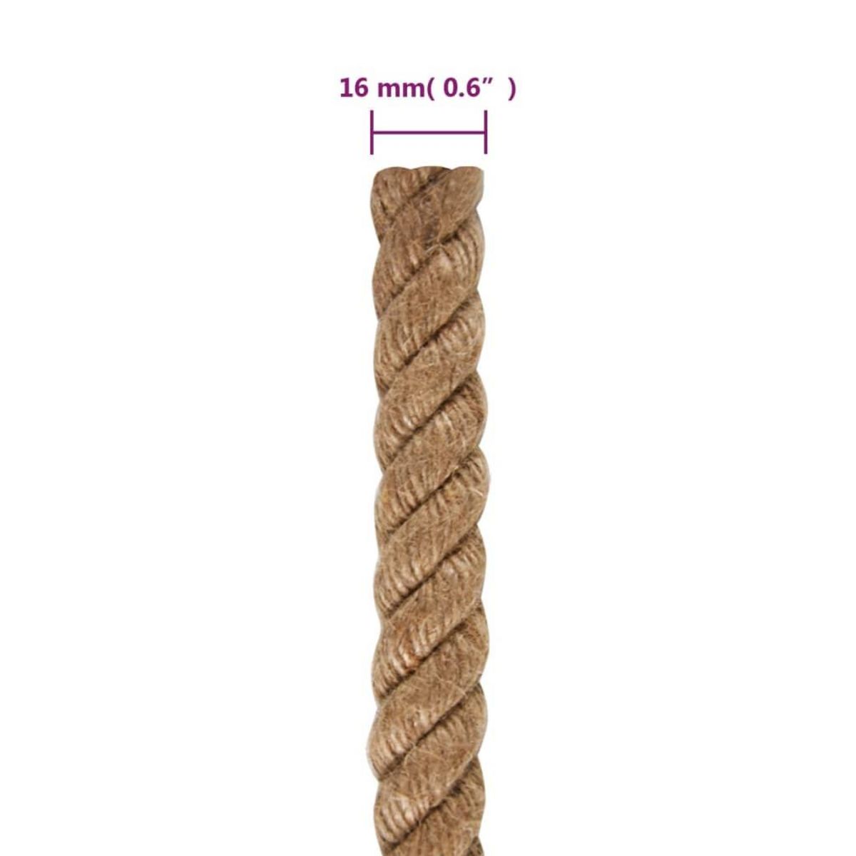 VIDAXL Corde de jute 25 m de long 16 mm d'epaisseur