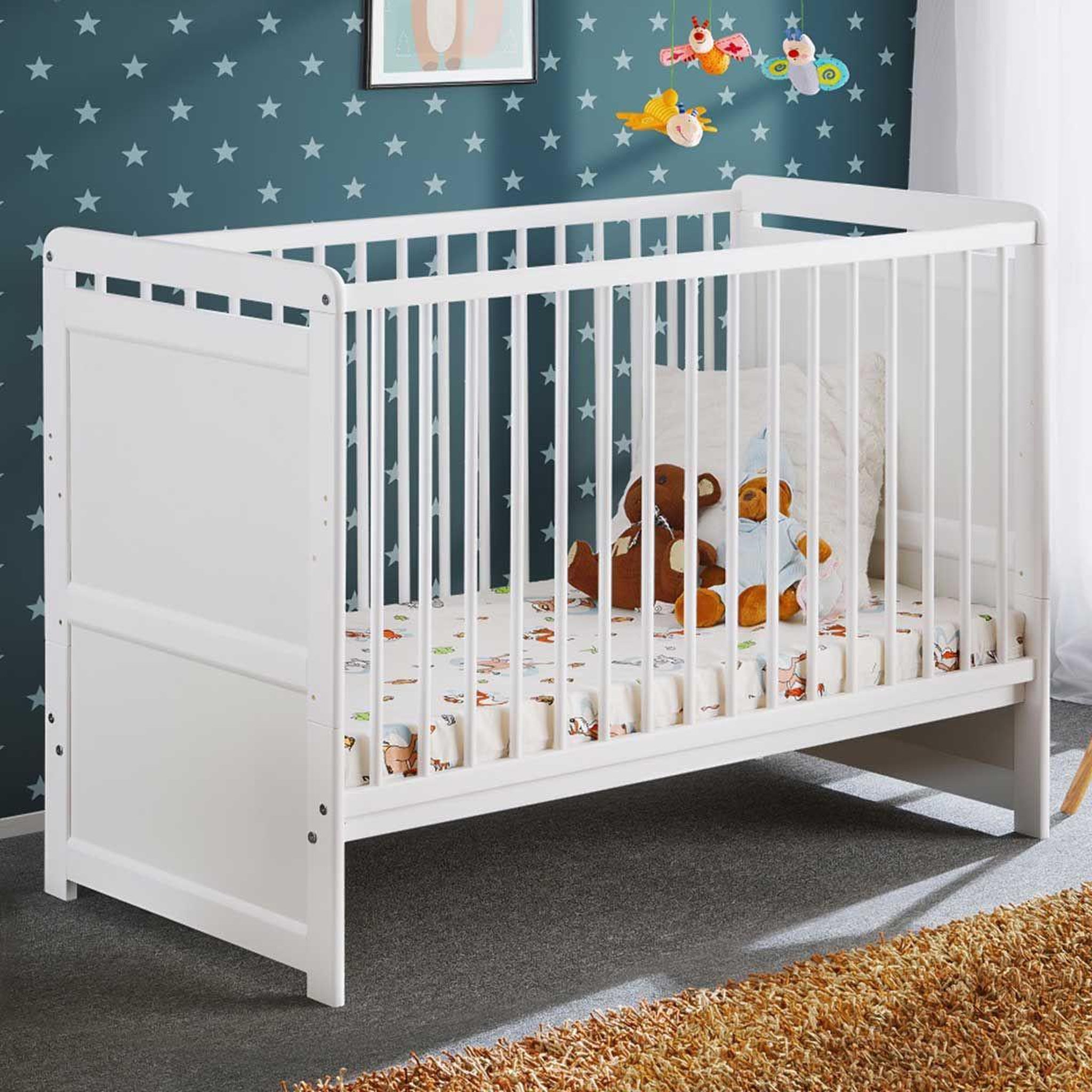 Voir la diapositive 1 : Paris Prix Lit Bébé & Matelas  Tymek  124cm Blanc
