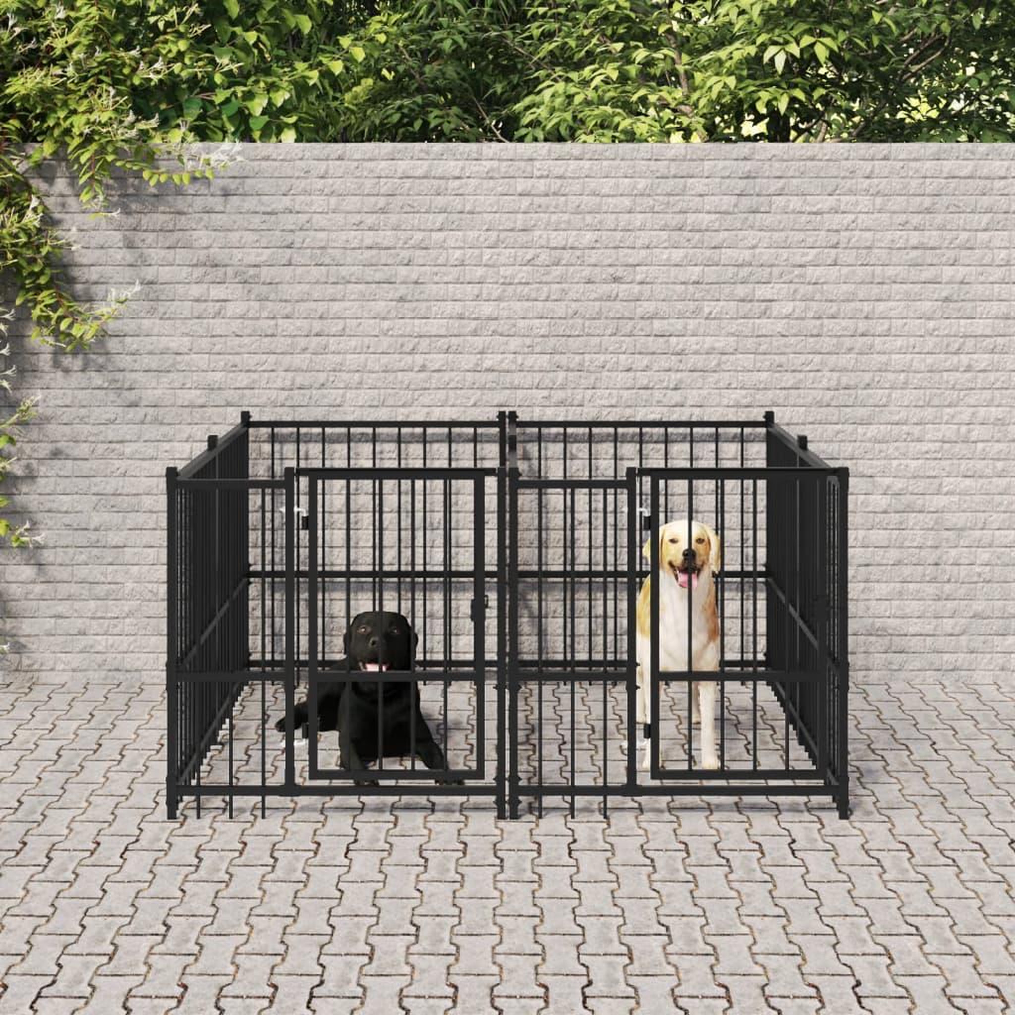 VIDAXL Chenil d'exterieur pour chiens Acier 3,75 m²