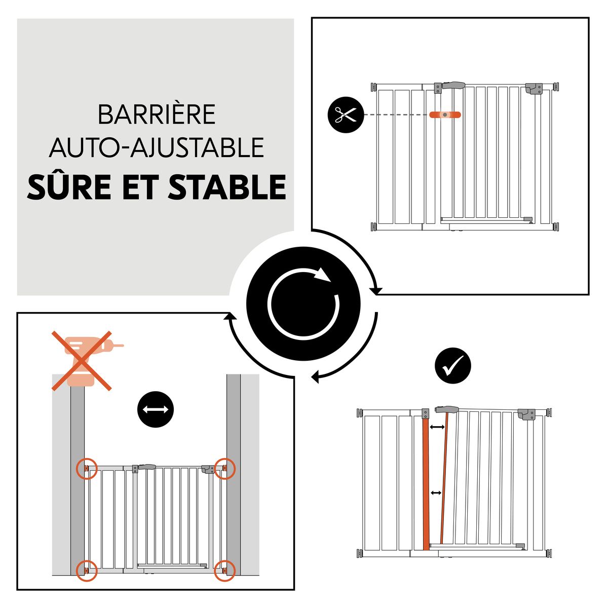 HAUCK Barrière de sécurité Open N Stop? 2 Set +21 cm Blanc