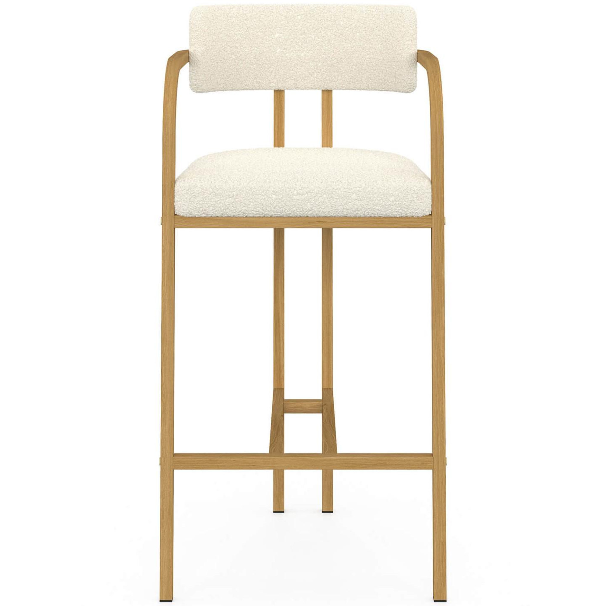 Voir la diapositive 3 : ID MARKET Lot de 4 tabourets de bar ESMA en métal effet bois et tissu bouclette avec accoudoirs