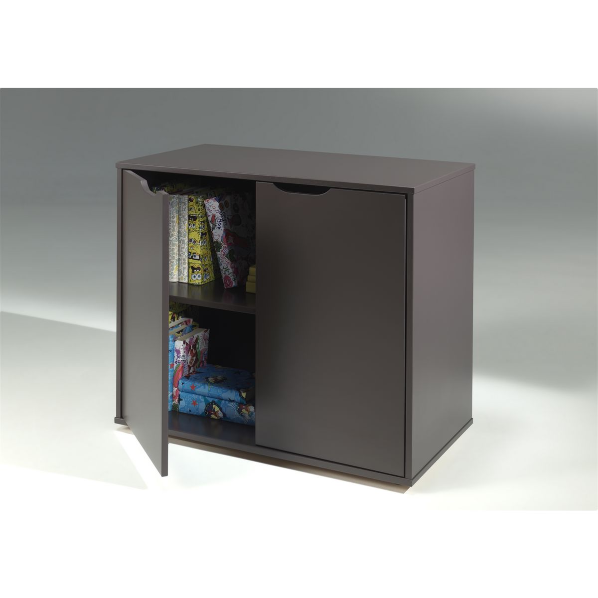 Commode 2 portes en pin massif WOODY, 2 coloris