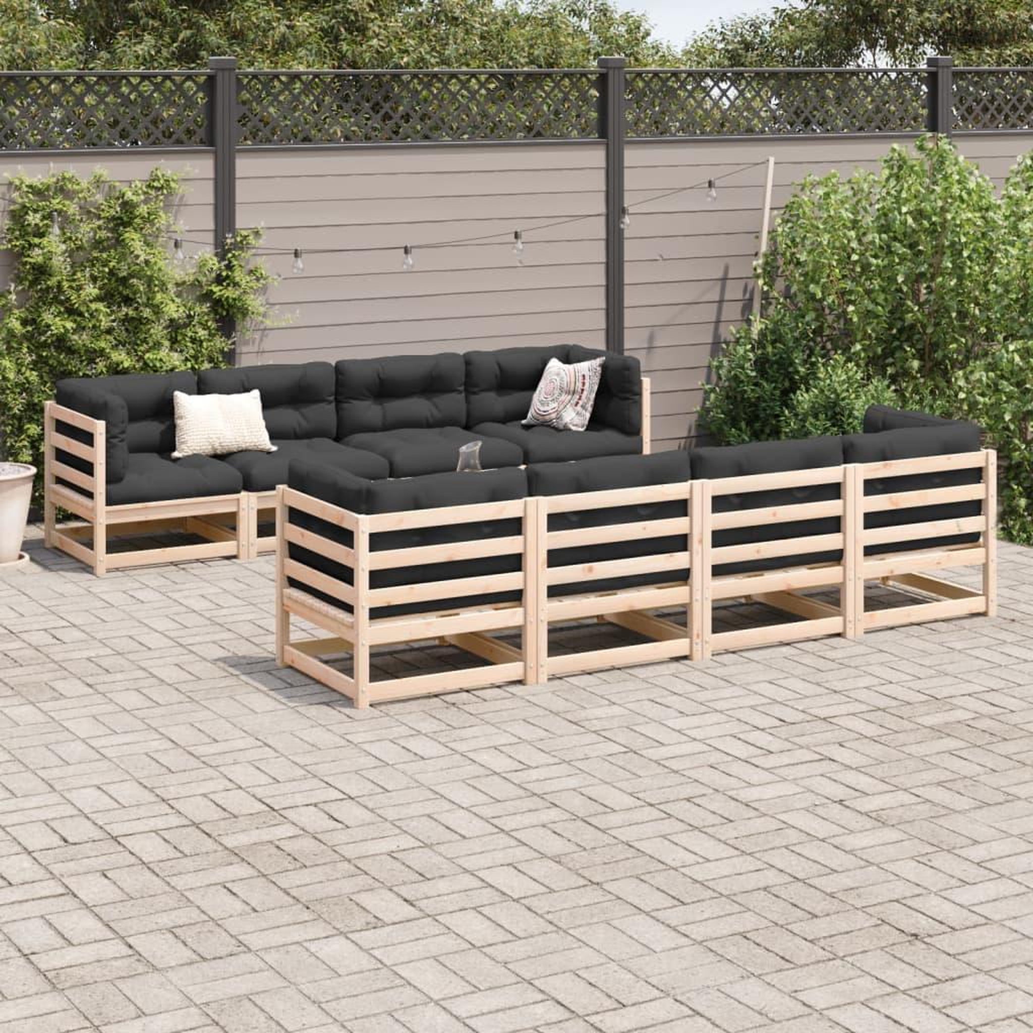 Voir la diapositive 3 : VIDAXL Salon de jardin 9 pcs bois de pin massif