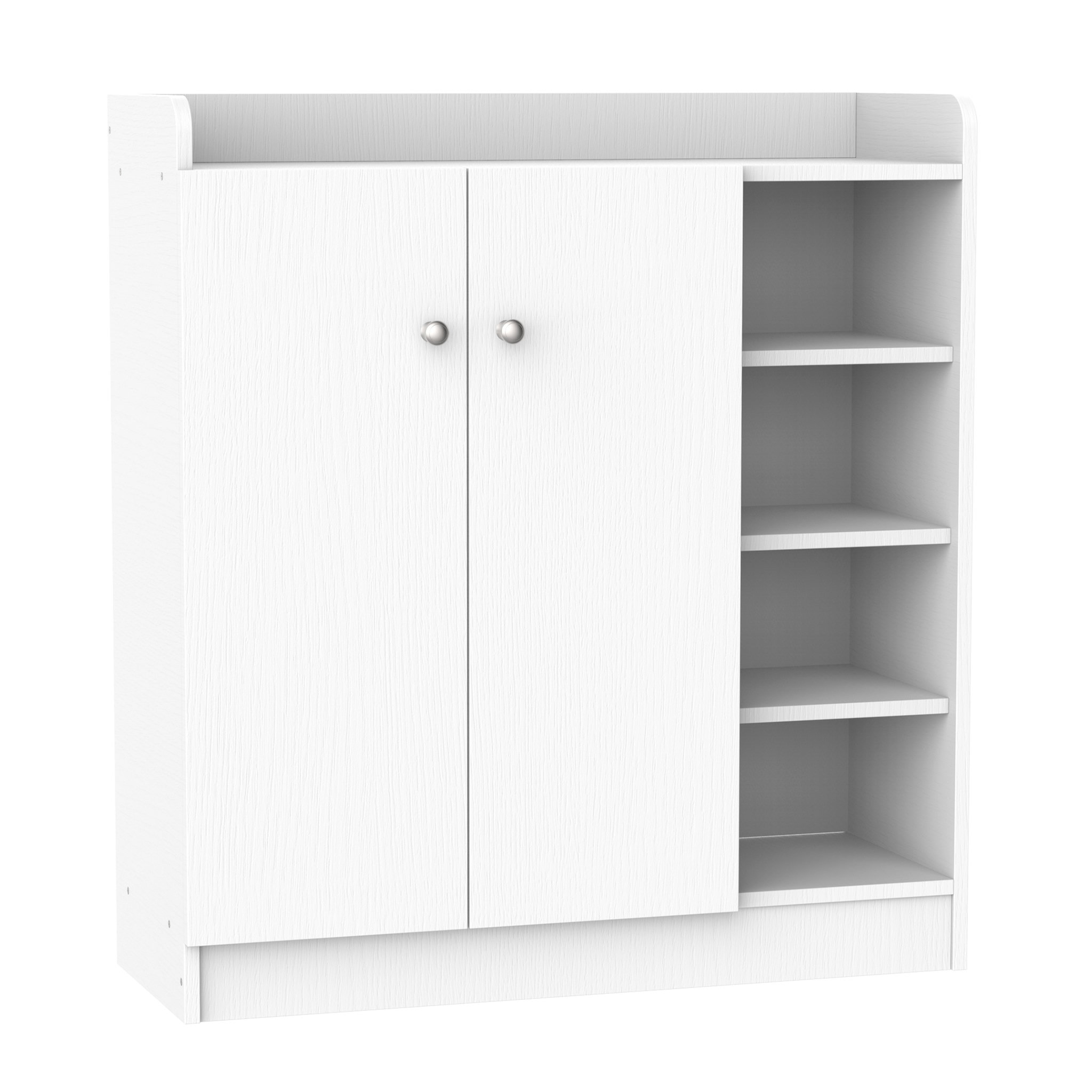 Voir la diapositive 1 : HOMCOM Armoire / etagere / meuble a chaussures très pratique en panneaux de particules blanc