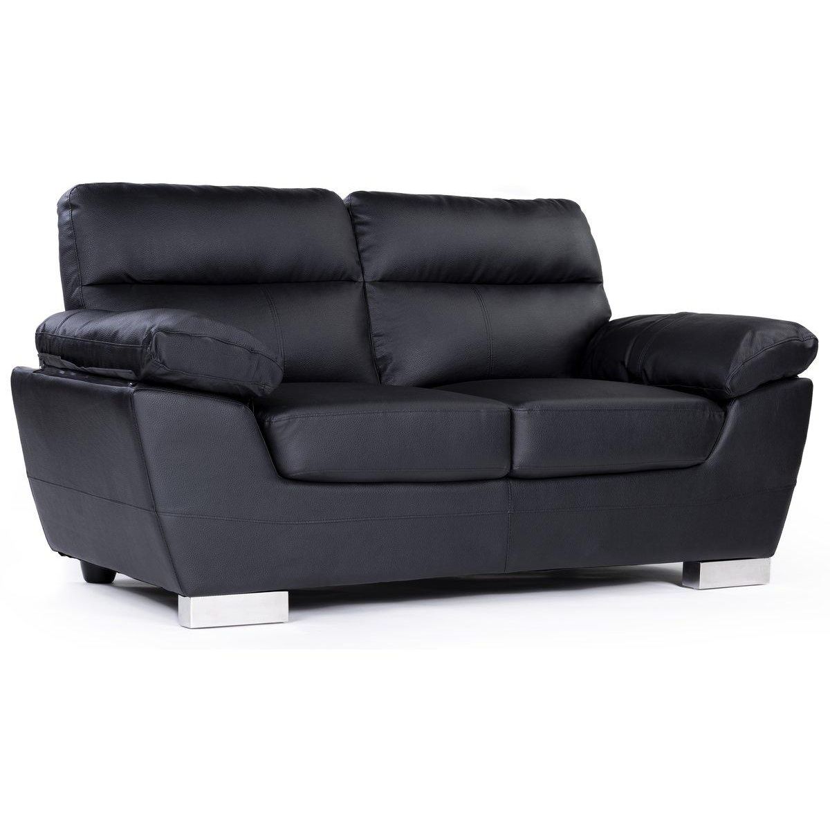 Habitat et Jardin Canapé fixe en cuir reconstitué et PVC  Dallas  - 169 x 88 x 90 cm - 2 places - Noir