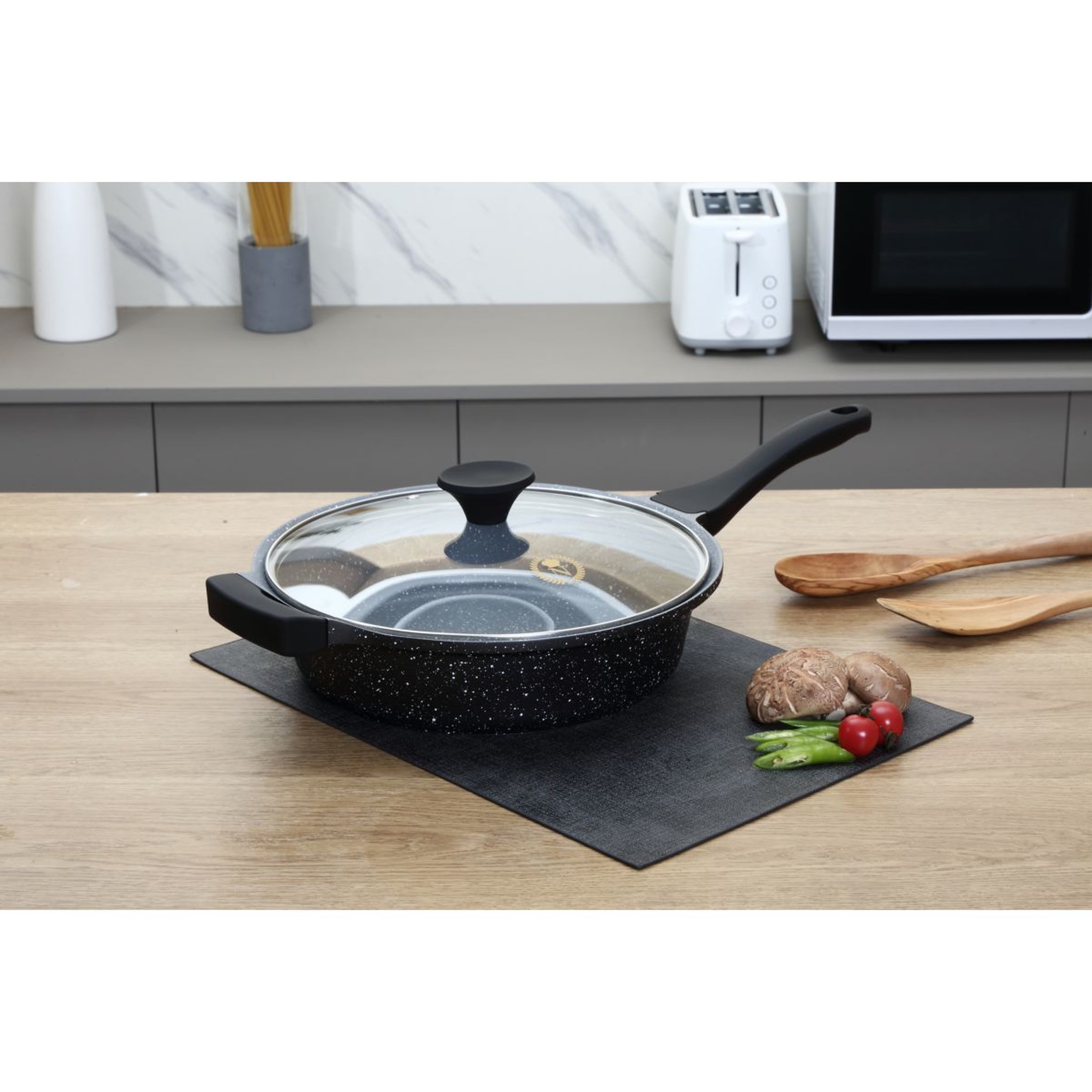 Voir la diapositive 2 : NAPOLEON Sauteuse 28cm effet pierre en fonte d'aluminium SOFT TOUCH