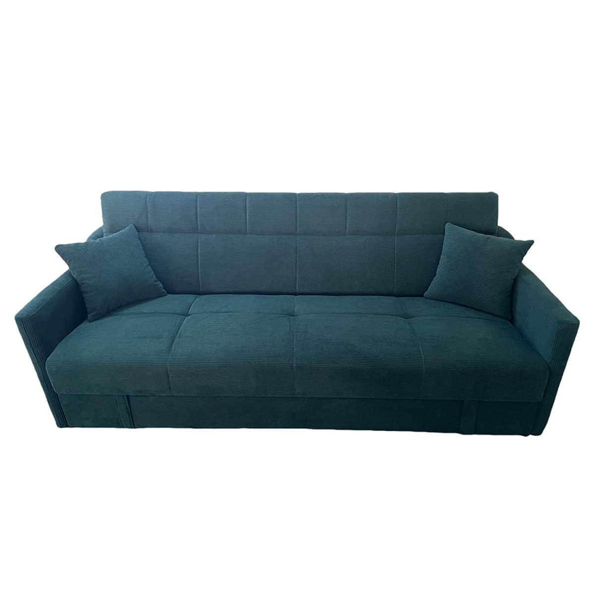 CONCEPT USINE Canapé convertible avec coffre en velours côtelé vert 3 places ADARE