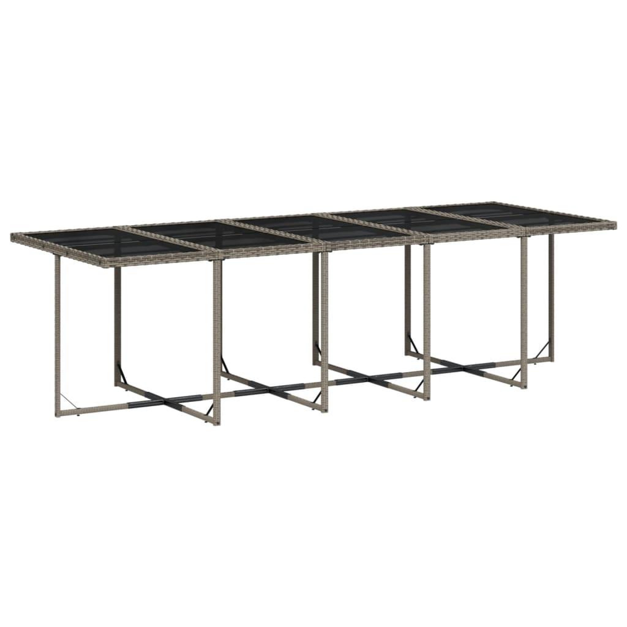 Voir la diapositive 3 : VIDAXL Ensemble a manger de jardin 11pcs avec coussins gris poly rotin