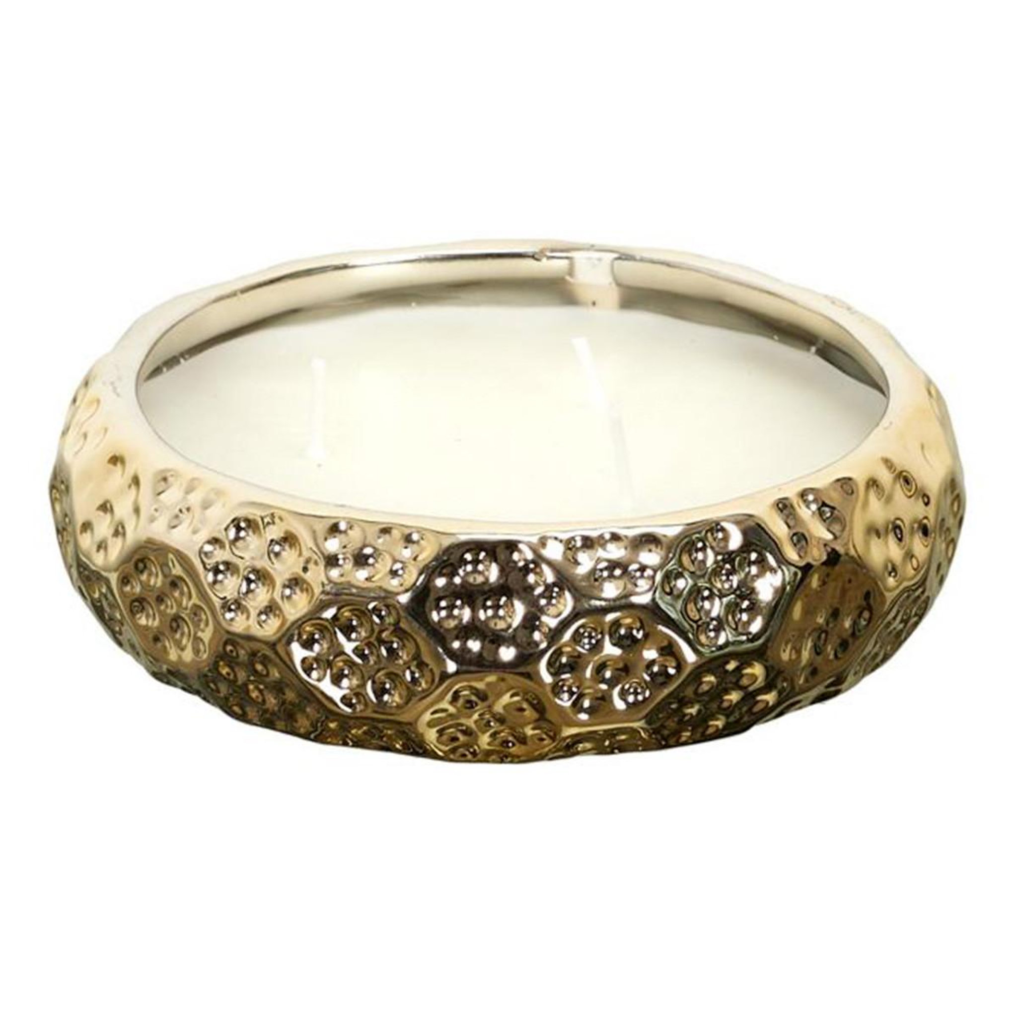 The Home Deco Factory Bougie Parfumée en Céramique  3 Mèches  14cm Or