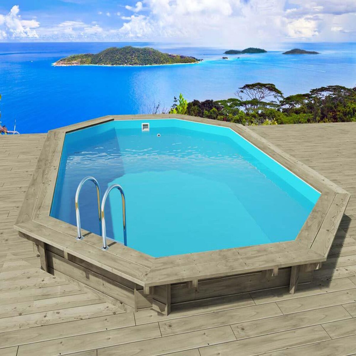 Habitat et Jardin Piscine bois   Palma 145    7.57 x 4.07 x 1.44 m