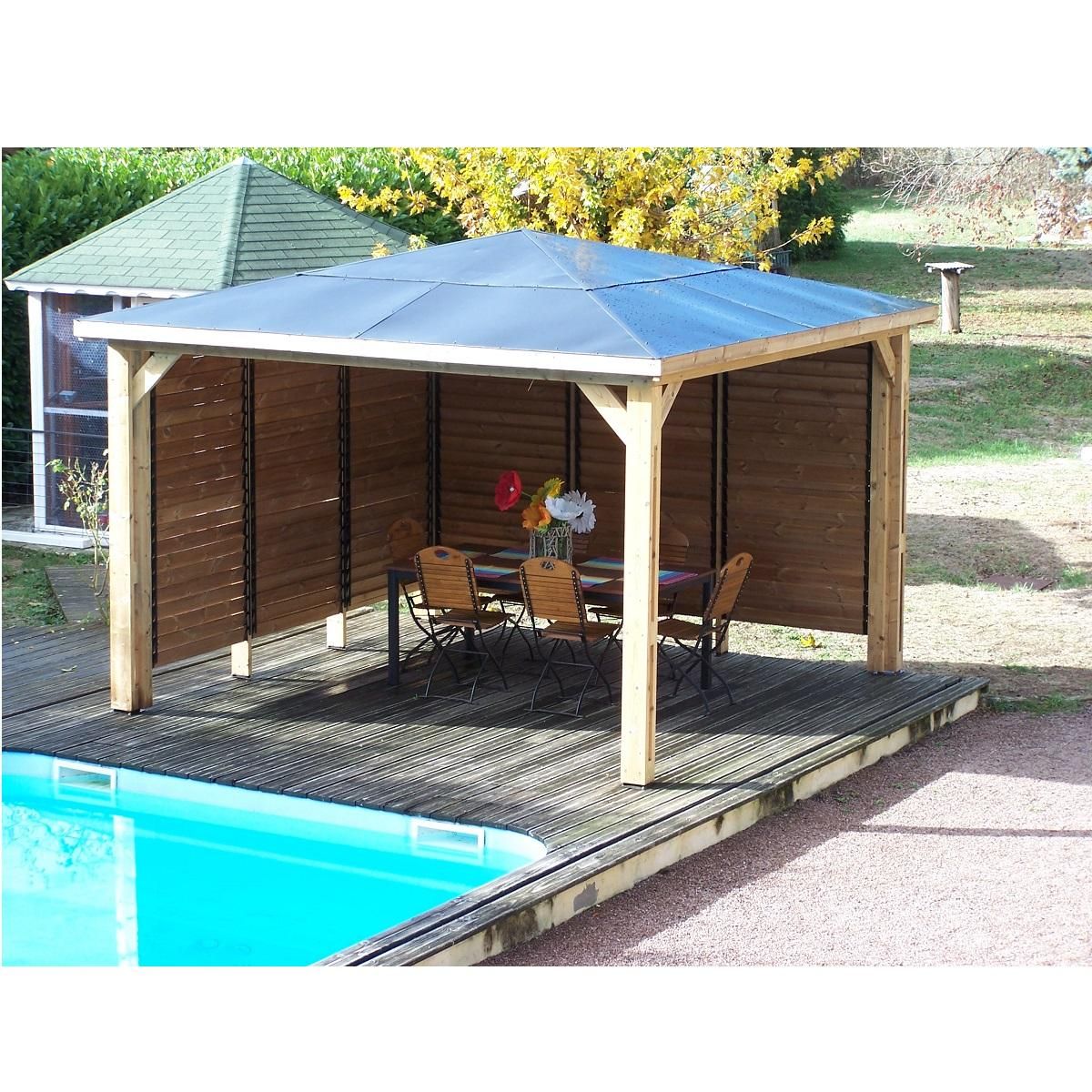 Habrita Abri de piscine - 14,36 m² deux parois à ventelles - BLUETERM