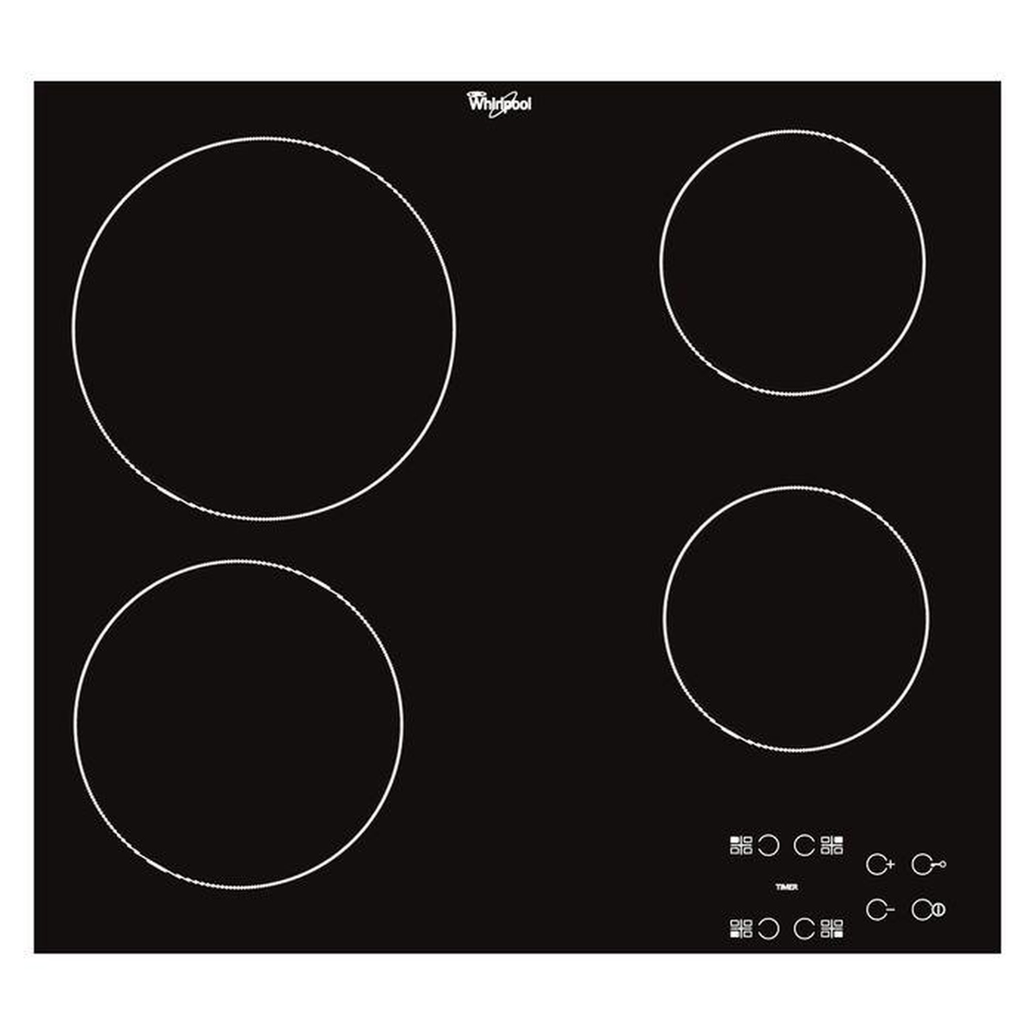 Voir la diapositive 3 : Whirlpool Table de cuisson vitrocéramique 58cm 4 feux 6200w noir - akt8090ne
