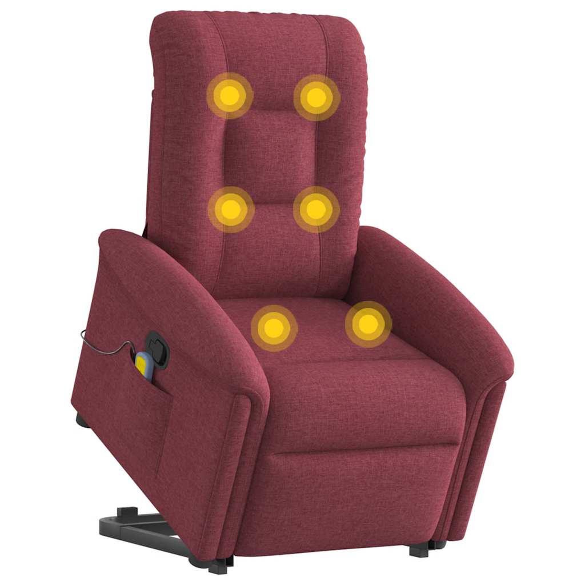 Voir la diapositive 2 : VIDAXL Fauteuil inclinable de massage Rouge bordeaux Tissu