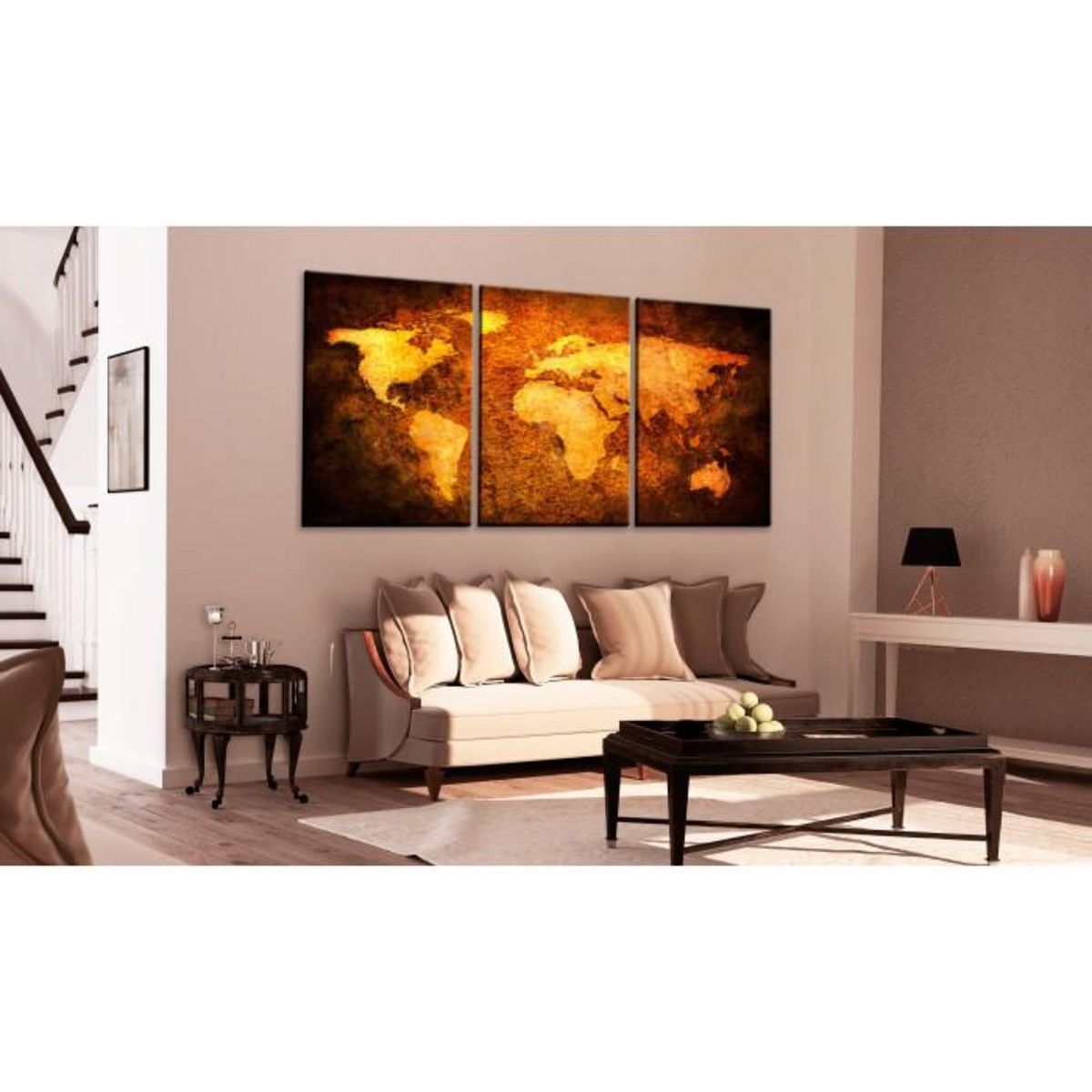 Paris Prix Tableau Imprimé  Carte du Monde Dorée