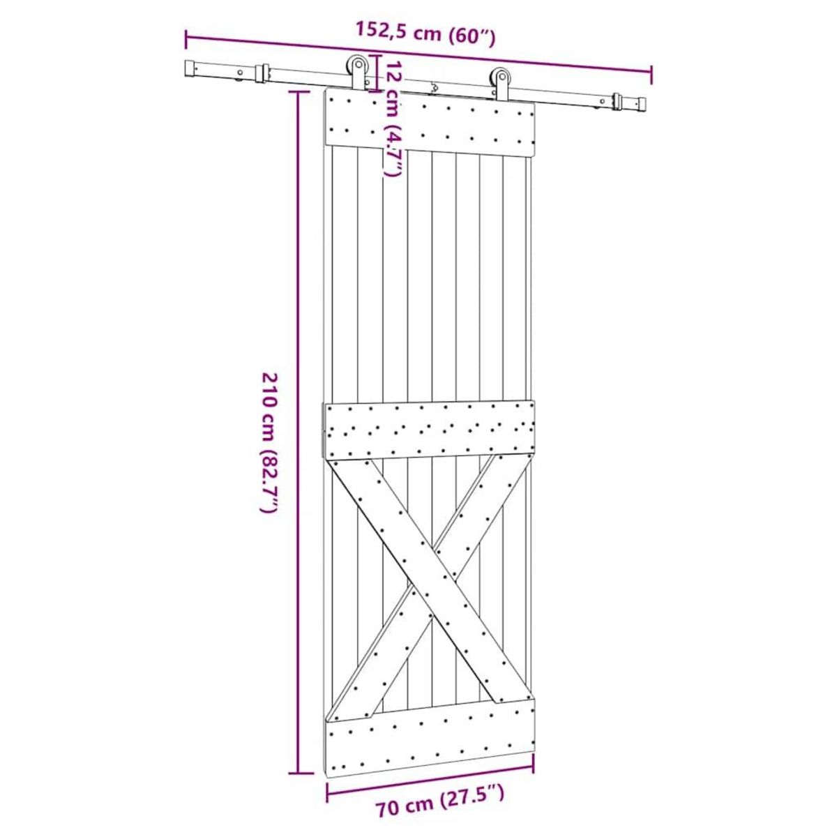 VIDAXL Porte coulissante et kit de quincaillerie 70x210 cm pin massif