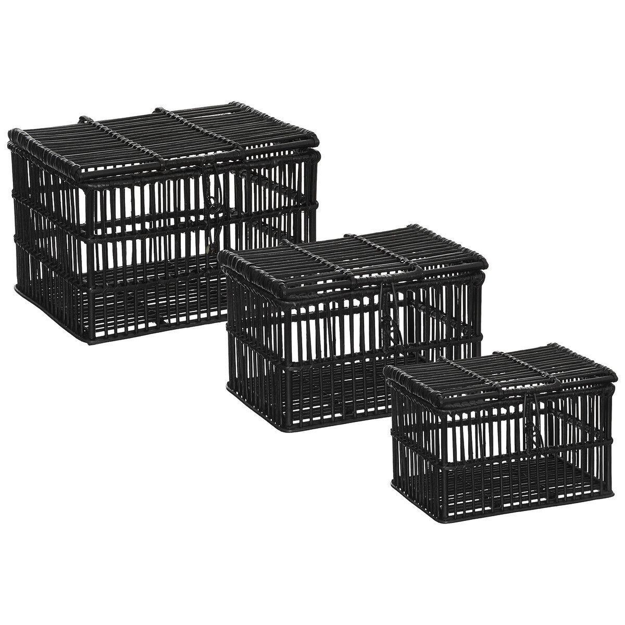 ATMOSPHERA Lot de 3 males en rotin  lumhiv  45cm noir
