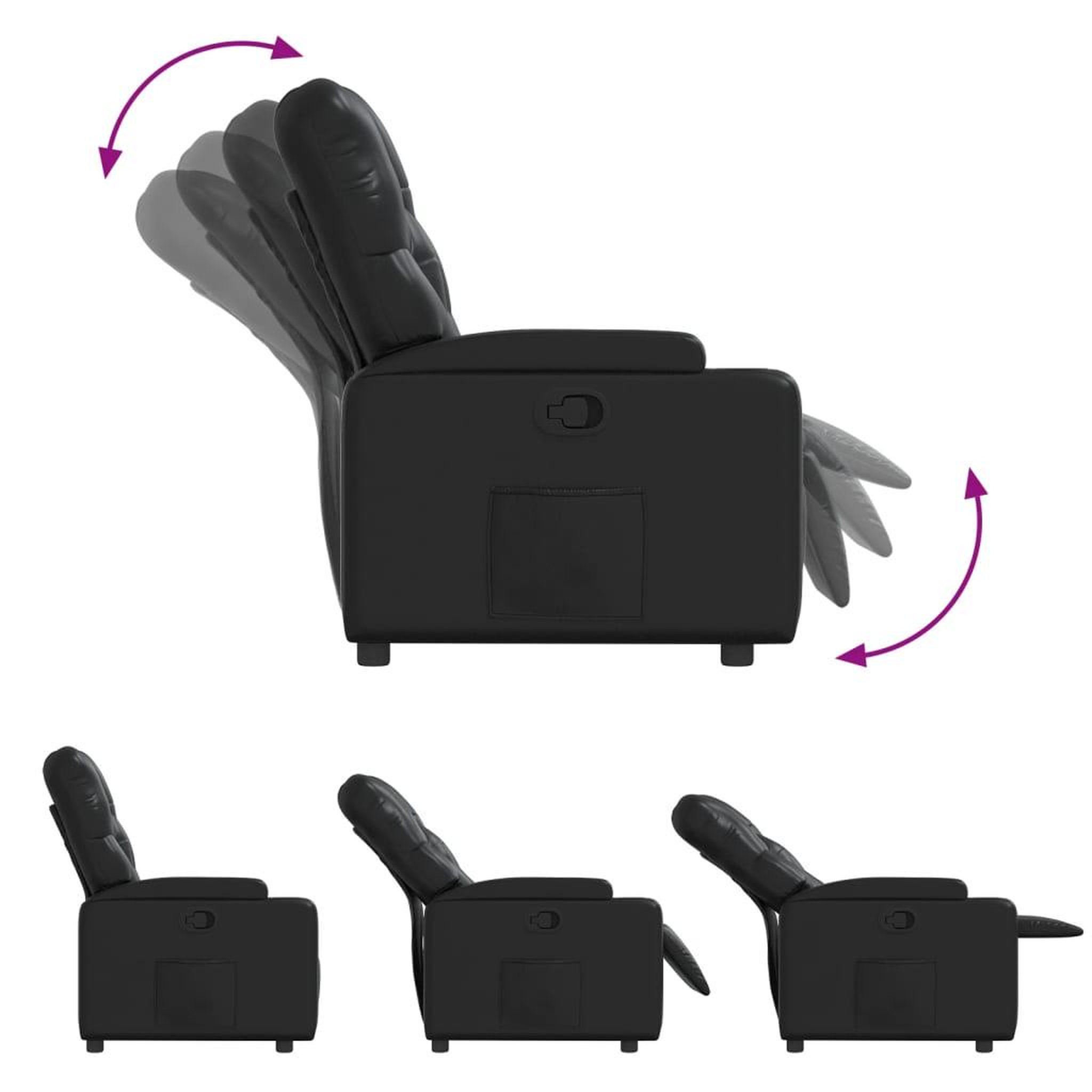 Voir la diapositive 4 : VIDAXL Fauteuil inclinable Noir Similicuir