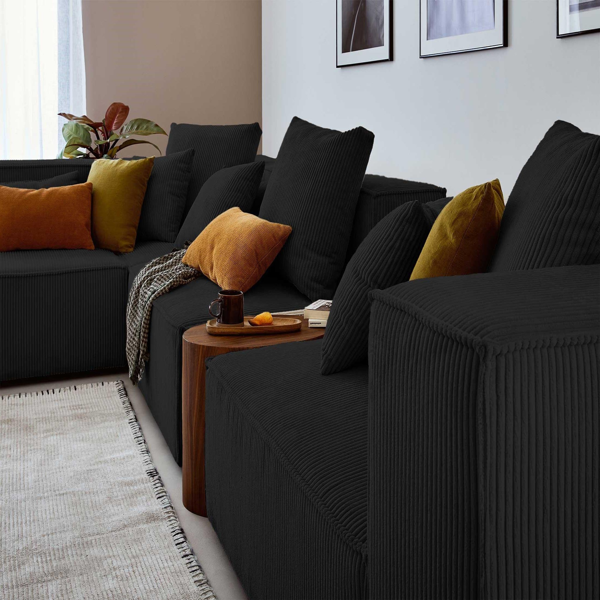 Voir la diapositive 4 : BEST MOBILIER Colombine - canapé modulable d'angle gauche - 6 places - en velours côtelé