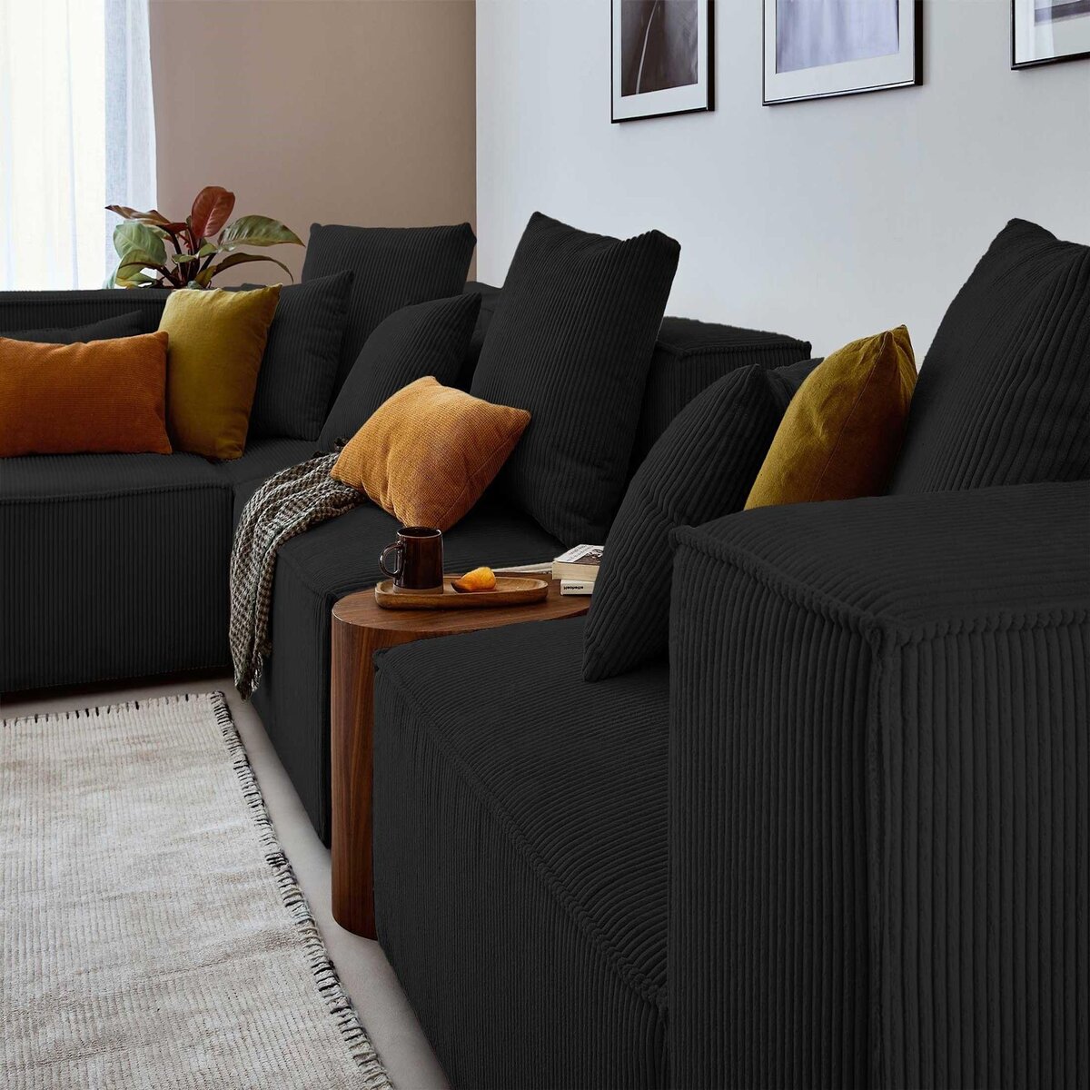 LISA DESIGN Colombine - canapé modulable d'angle gauche - 6 places - en velours côtelé