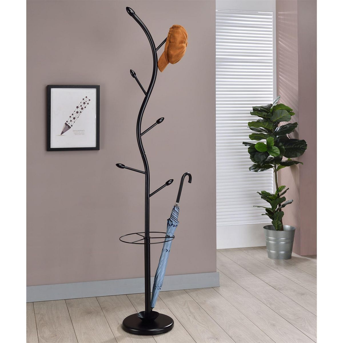 IDIMEX Porte-manteaux 6 crochets TRIANA en métal et bois