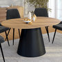 Voir la diapositive 2 : ID MARKET Table à manger ronde extensible ANGELE 4-8 personnes bois effet hêtre et pied noir 110-150 cm