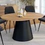 Voir la diapositive 2 : ID MARKET Table à manger ronde extensible ANGELE 4-8 personnes bois effet hêtre et pied noir 110-150 cm