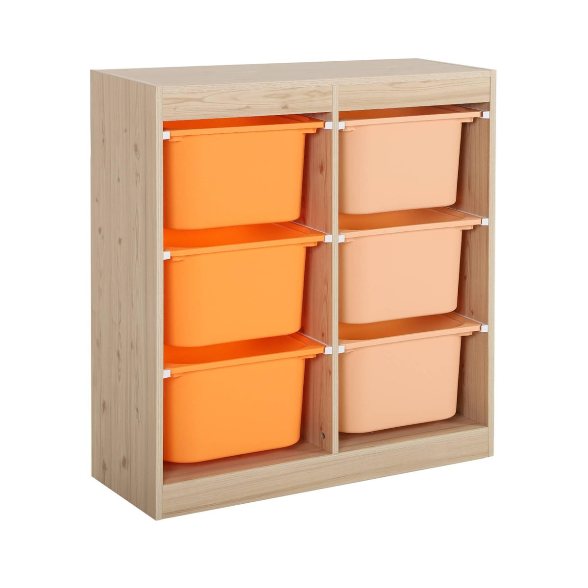 SWEEEK Meuble de rangement enfant 6 bacs de rangement en plastique orange pêche - Sora