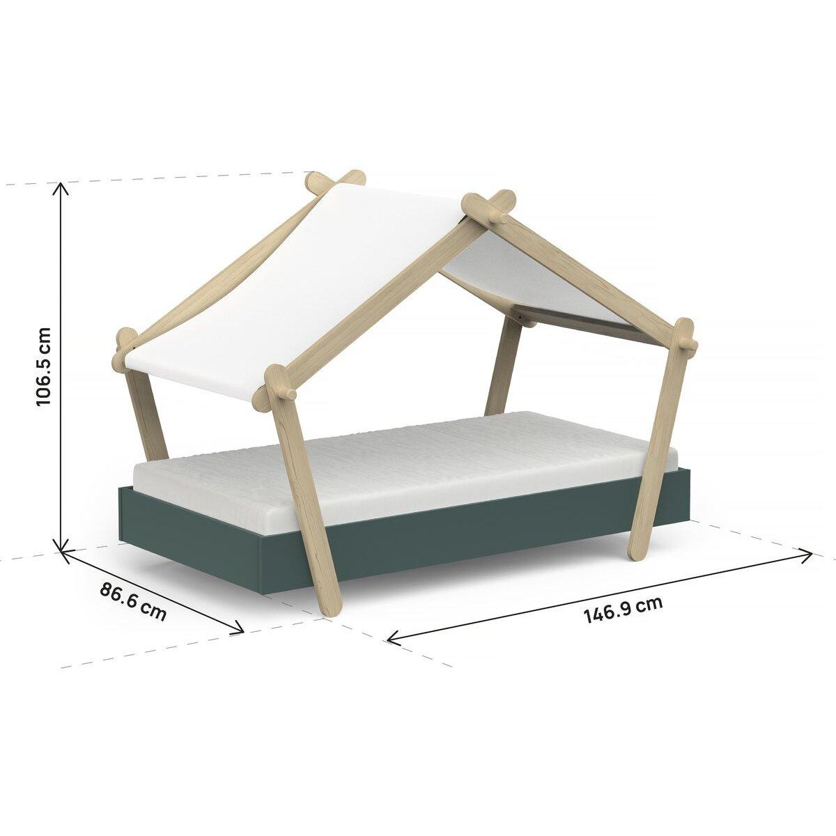 Habitat et Jardin Lit cabane surélevé enfant   Lodge   - 70 x 140 cm - Vert
