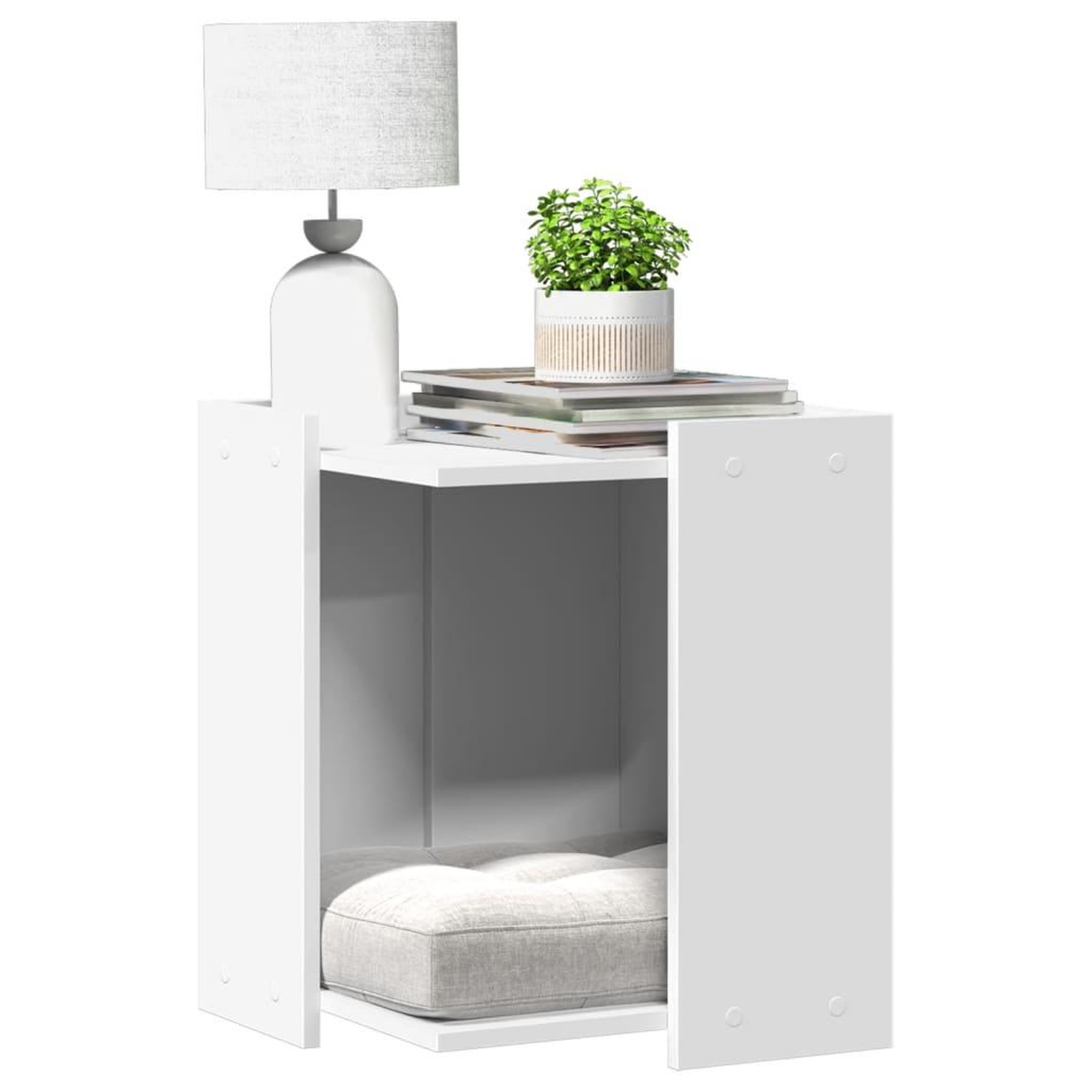 VIDAXL Meuble de bac a litiere pour chat blanc bois d'ingenierie