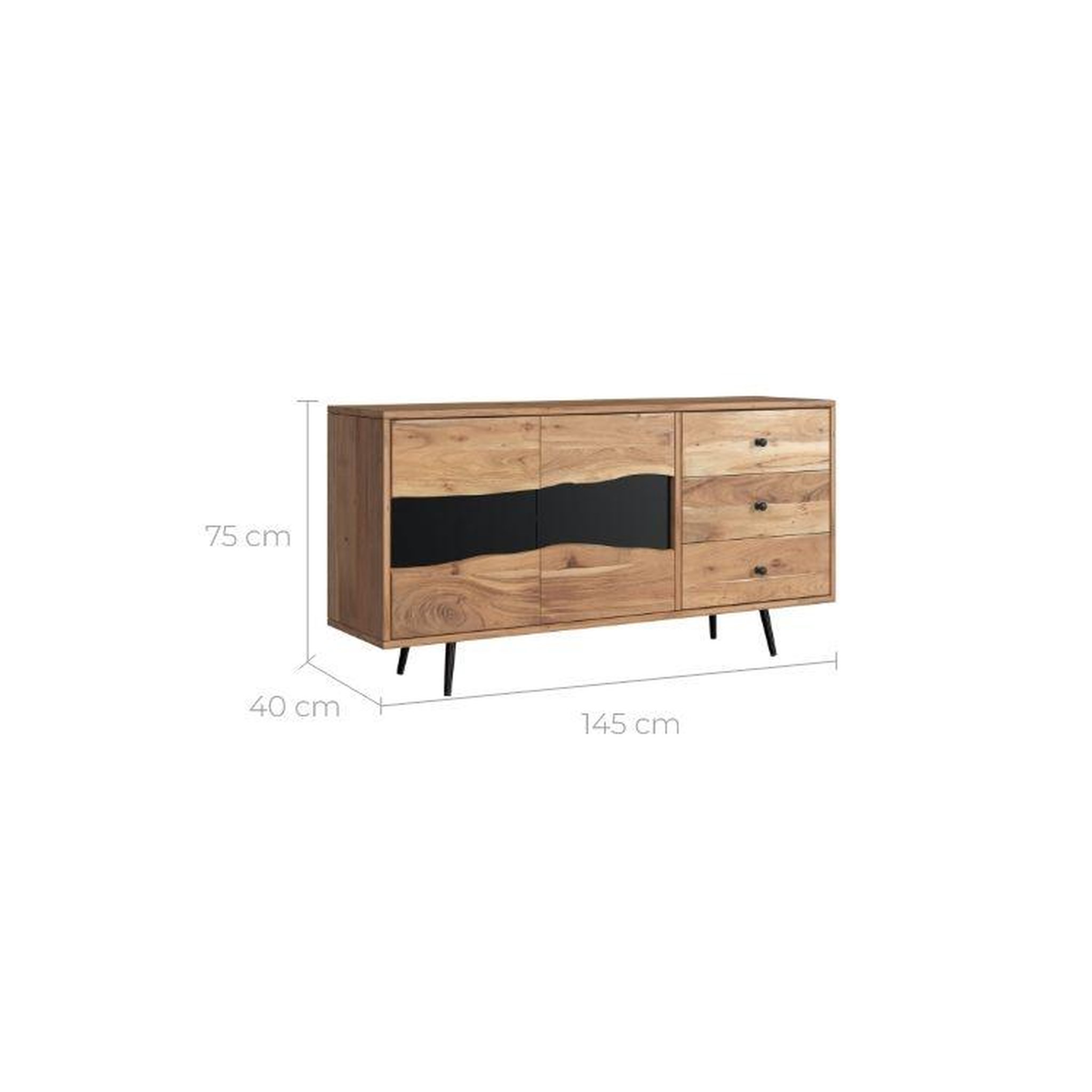 Voir la diapositive 4 : MAISON PAVANE Buffet en bois d'acacia massif et métal-alabama