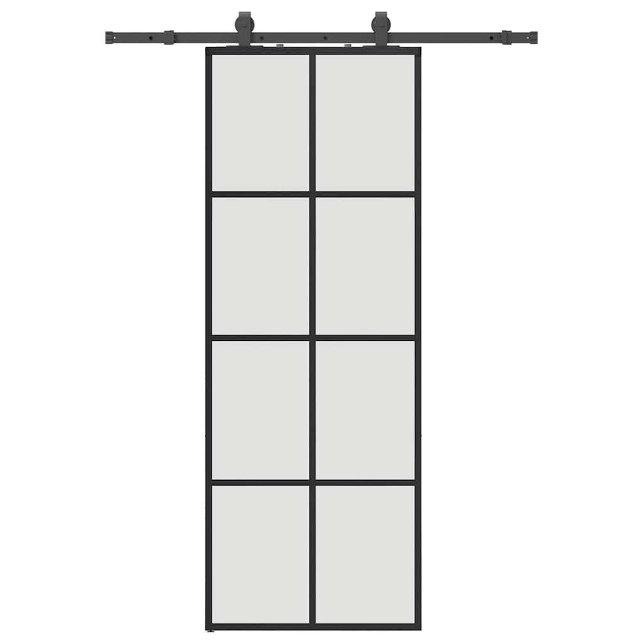 Voir la diapositive 2 : VIDAXL Porte coulissante kit de quincaillerie noir 76x205 cm verre ESG
