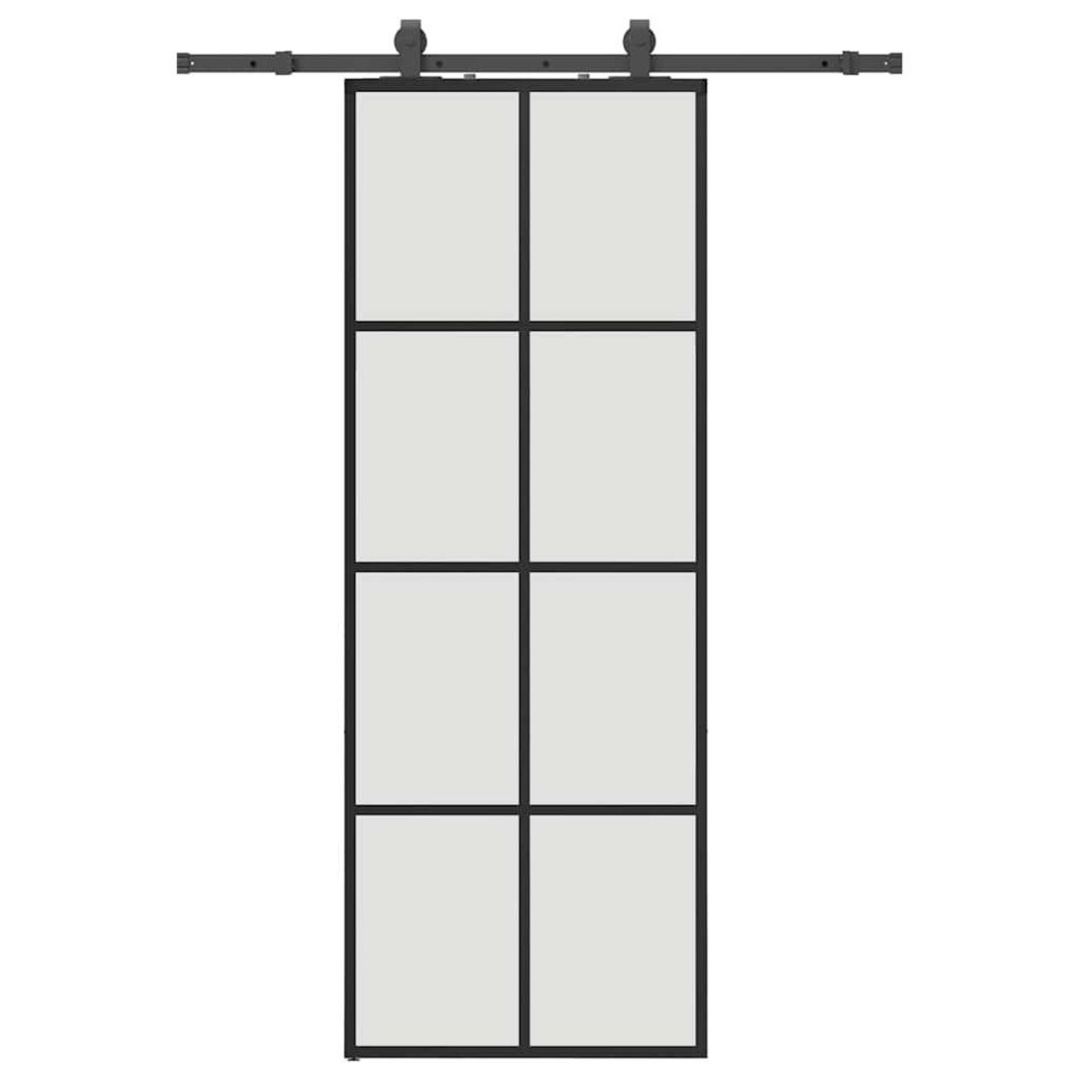VIDAXL Porte coulissante kit de quincaillerie noir 76x205 cm verre ESG
