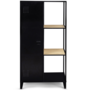 Voir la diapositive 3 : ID MARKET Armoire-étagère penderie ESTER 1 porte métal noir et bois design industriel