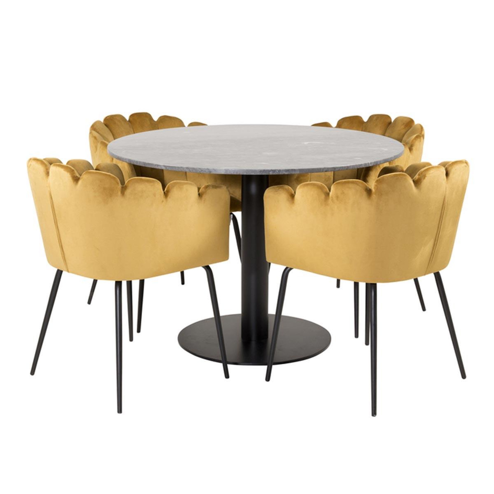 Paris Prix Ensemble Table à Manger & 4 Chaises  Estelle I & Limhamn  106cm Gris Foncé & Jaune