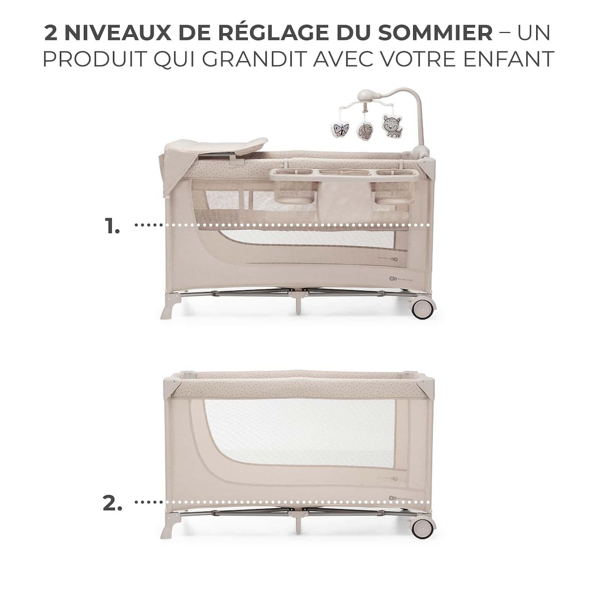 KINDERKRAFT Lit voyage parc bebe pliable avec accessoires pra